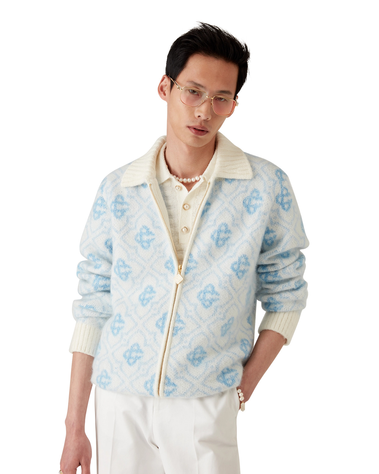 Monogram Mohair Zip Jumper | Casablanca Paris - 4