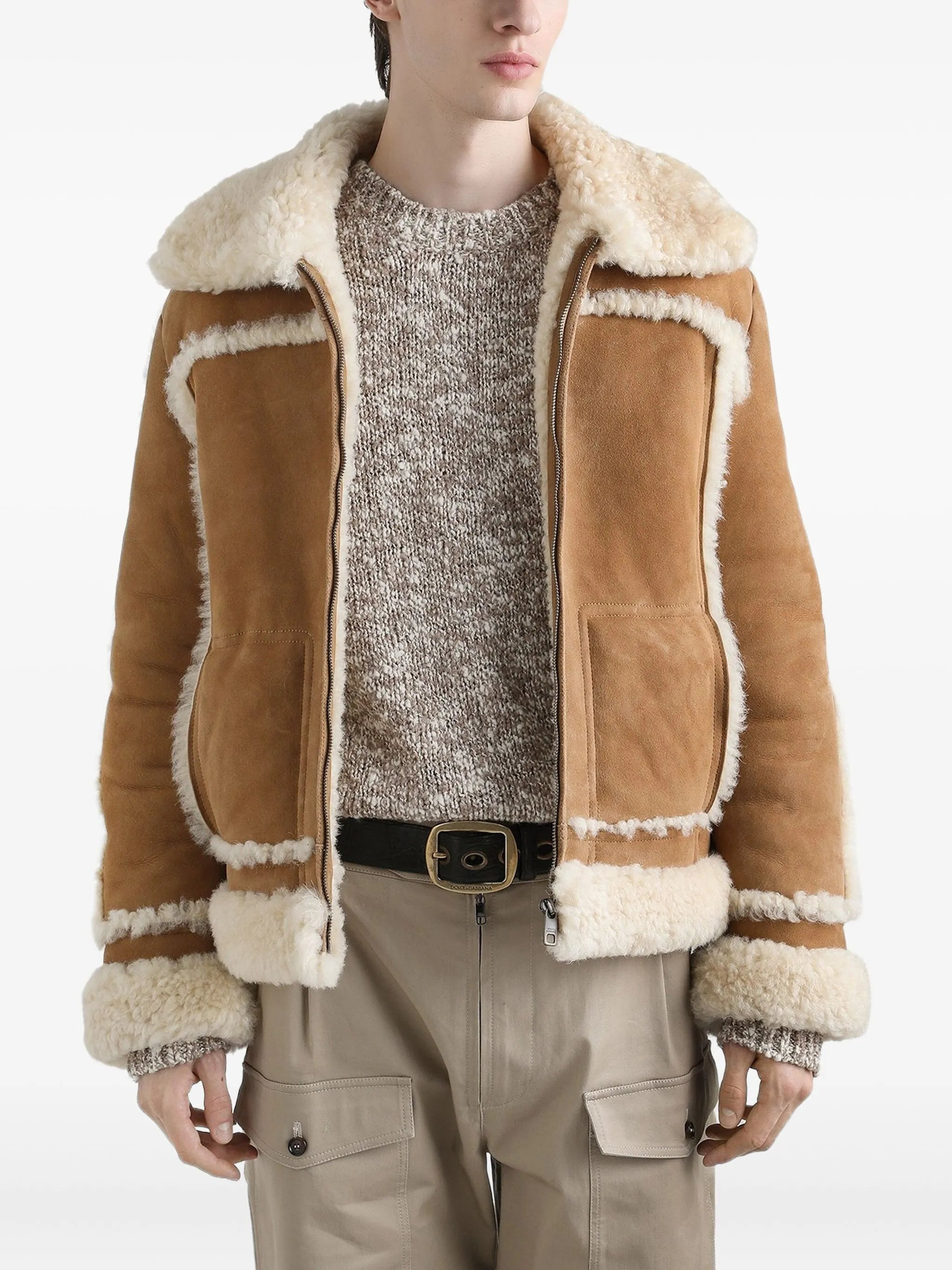 Dolce & Gabbana Suede Shearling Jacket - 3