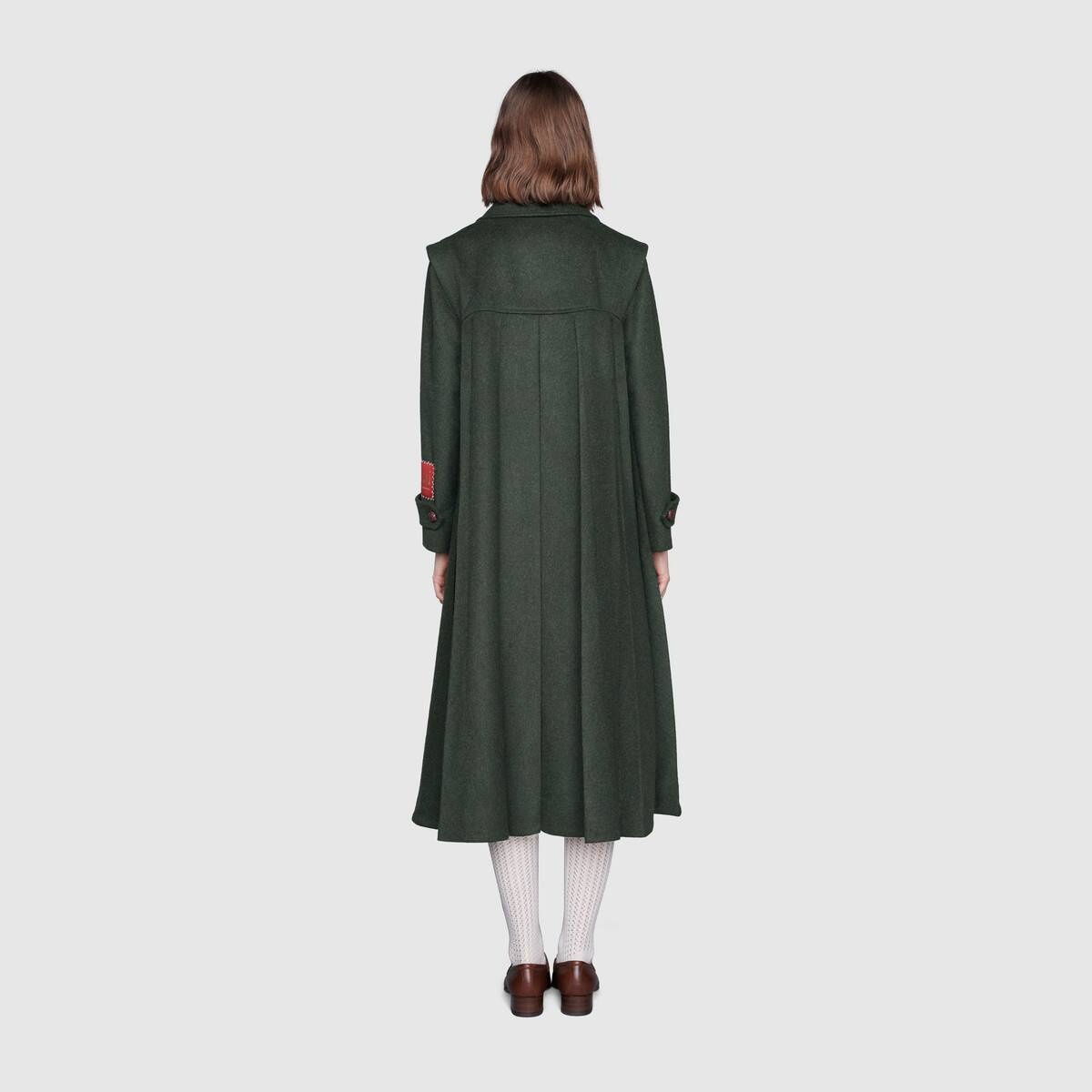 Wool alpaca coat with Gucci label - 4