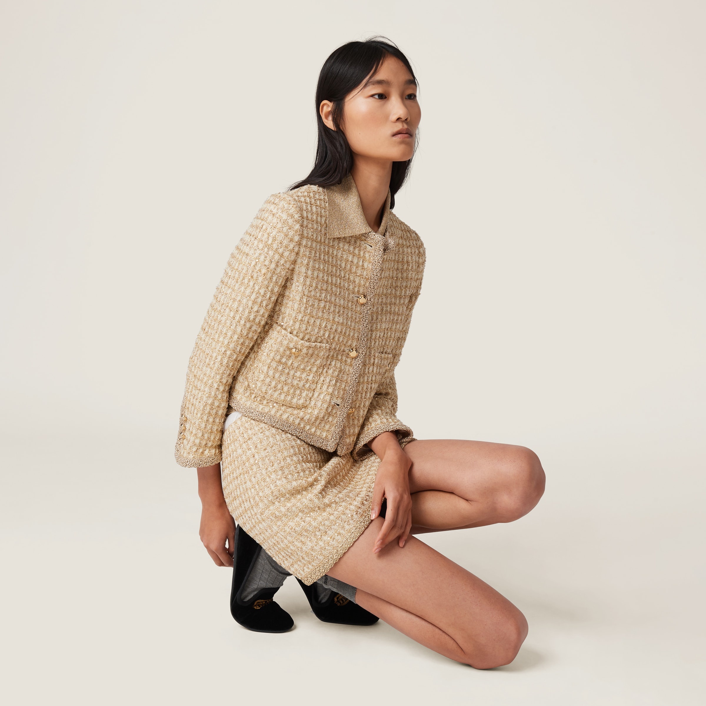 Checked lamé miniskirt - 4