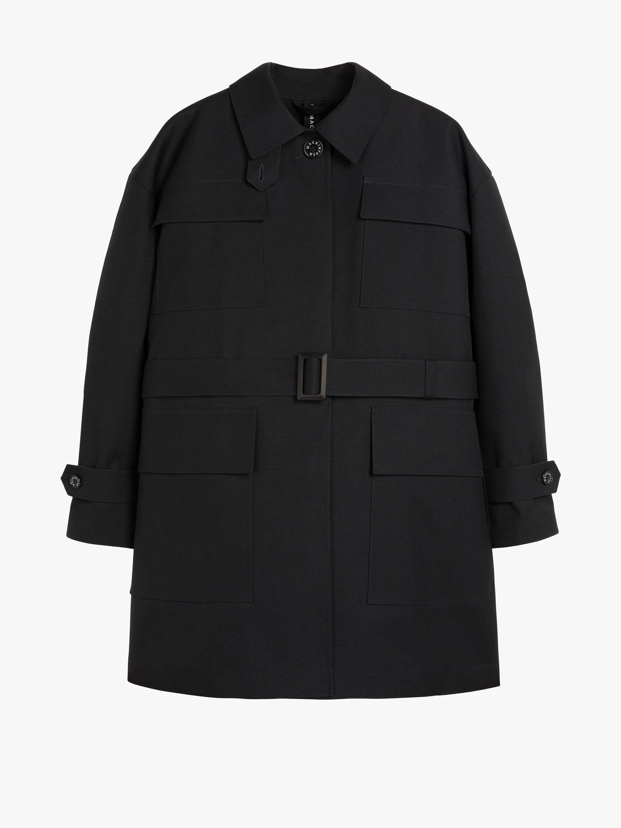 CAMDEN BLACK BONDED WOOL COAT - 1