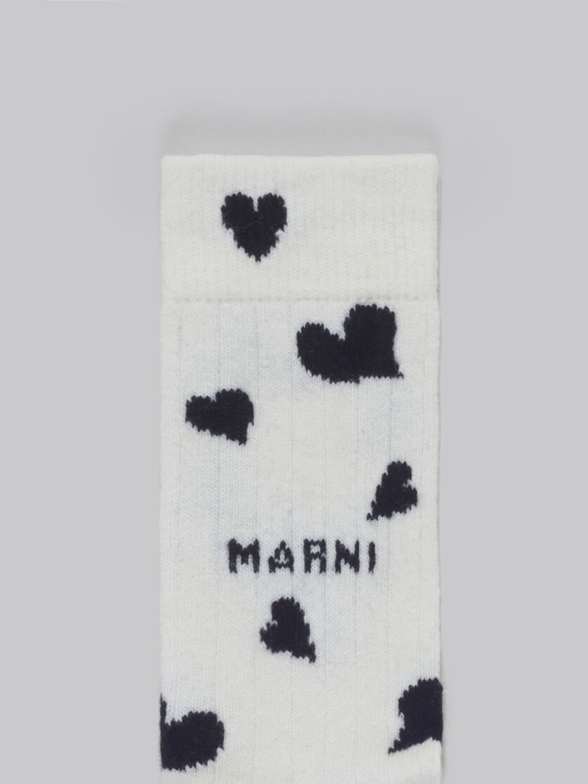 WHITE WOOL SOCKS WITH HEART MOTIF - 3