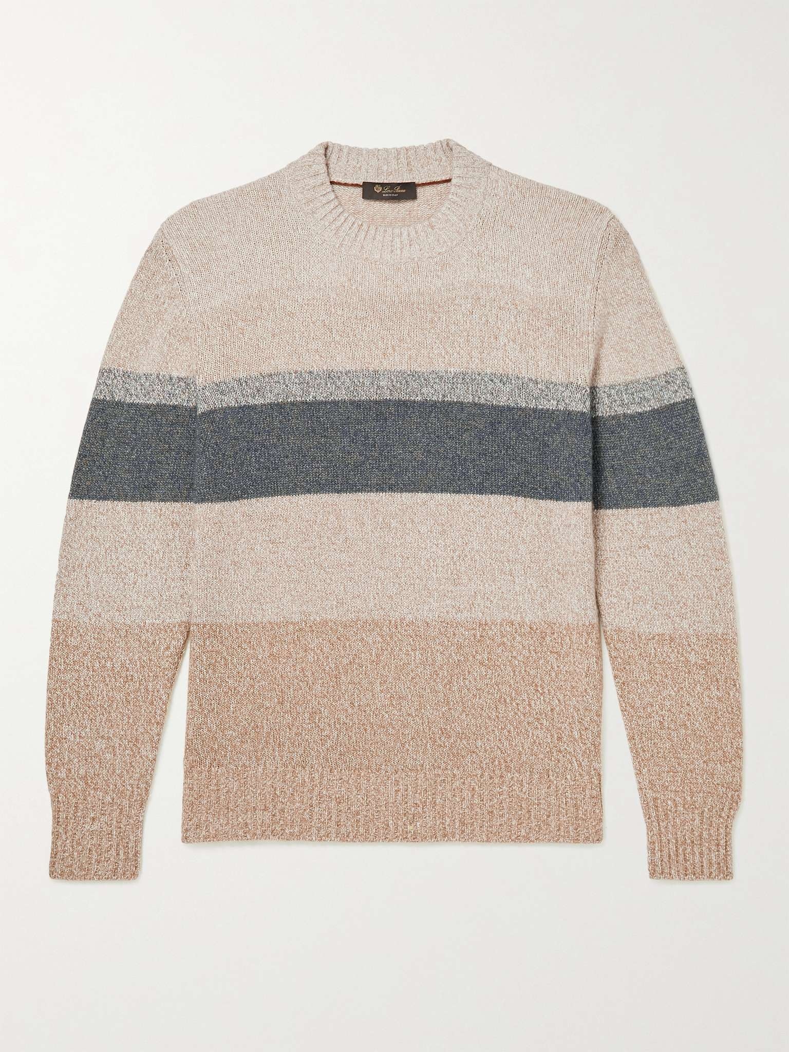 Striped Silk, Camel and Cashmere-Blend Sweater - 1