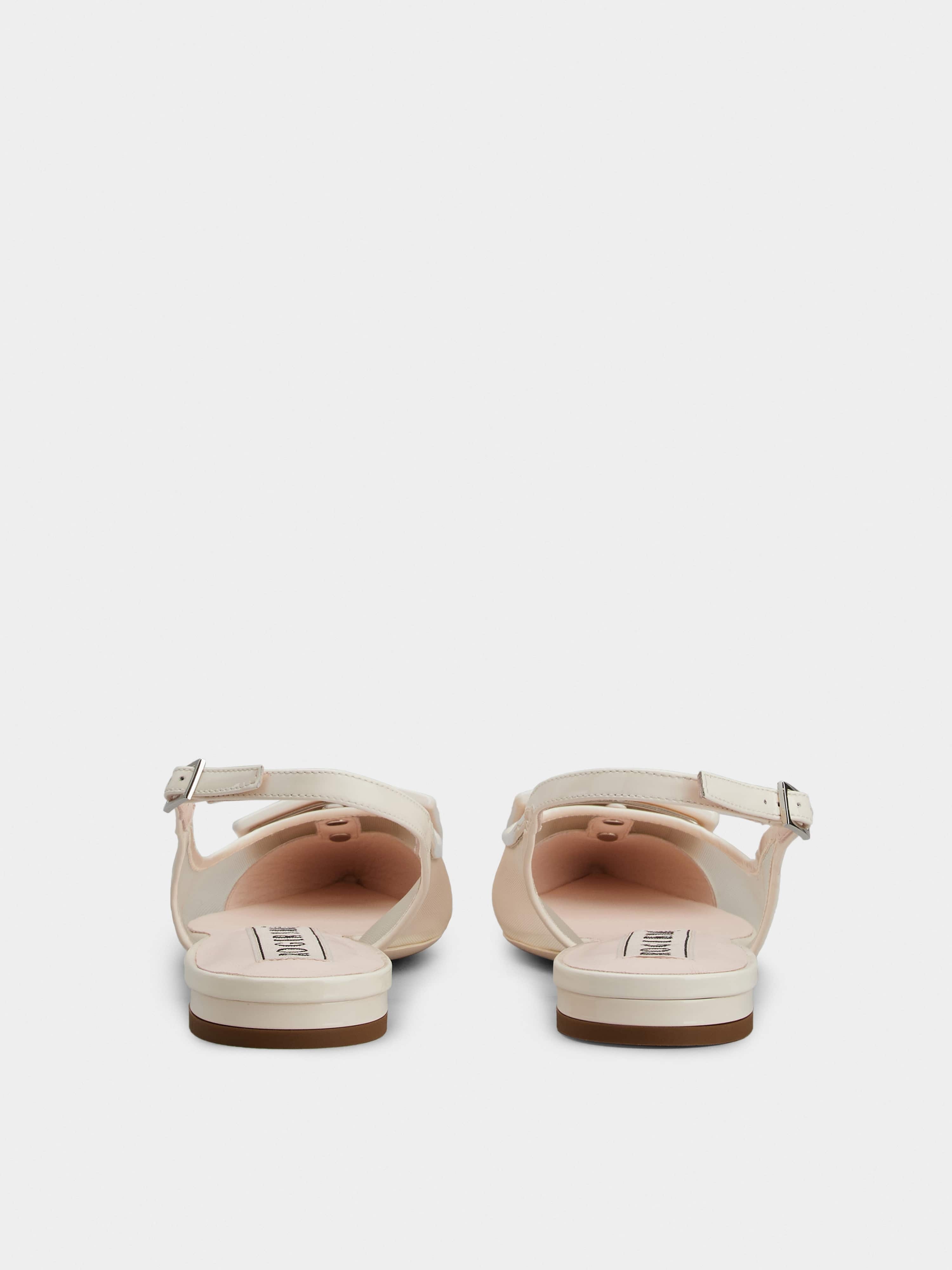 Gommettine Net Lacquered Buckle Slingback Ballerinas in Fabric - 5