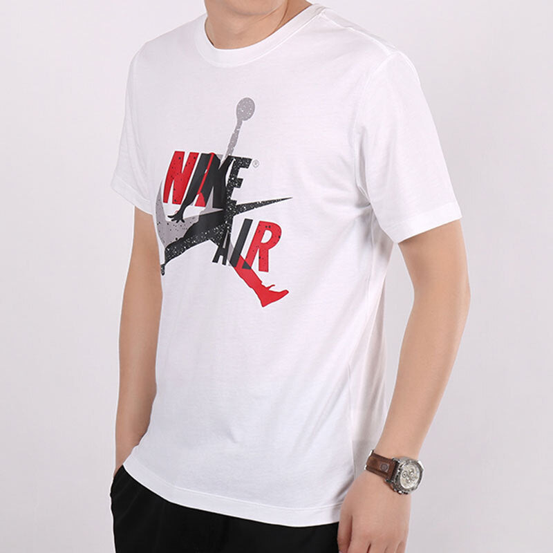 Air Jordan Jumpman Classics Logo Printed Short Sleeve TEE Men White CV1736-101 - 3