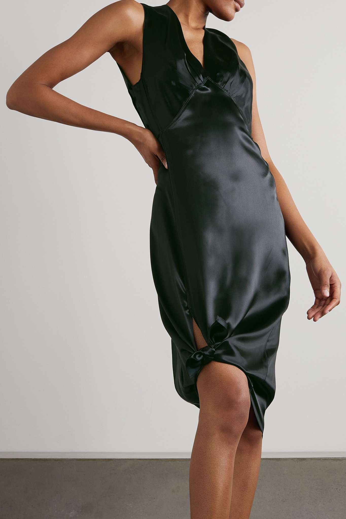 BOTTEGA VENETA レイヤードシアシルクリブニットドレス ボッテガヴェネタ】シアーリブニット レイヤードワンピース