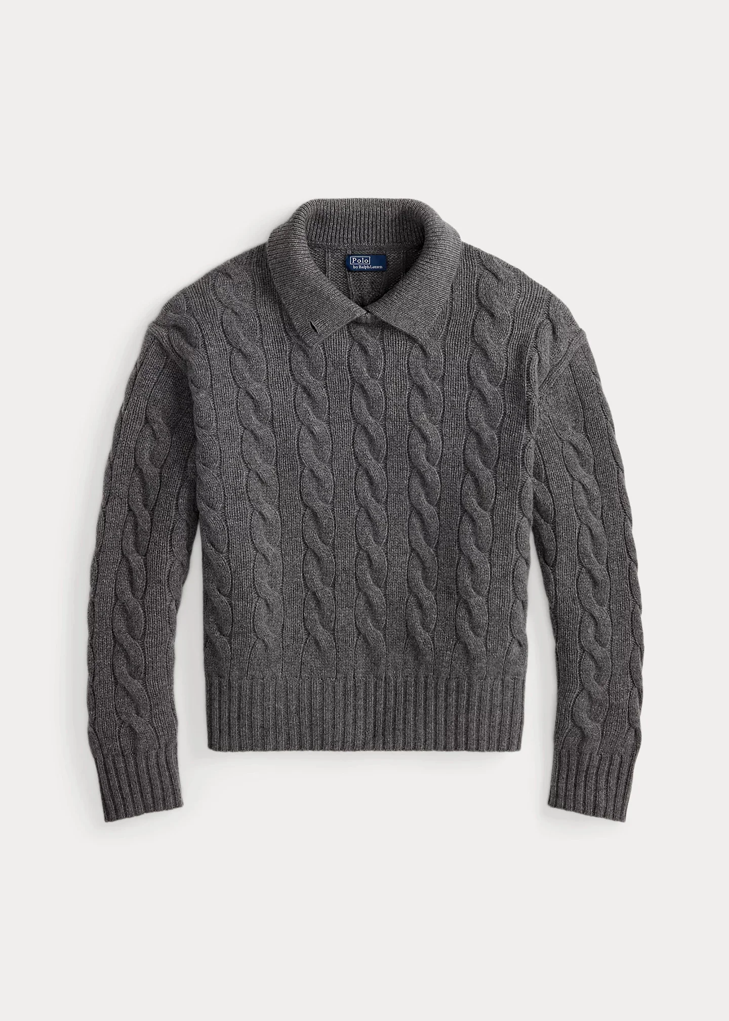 Cable-Knit Wool-Cashmere Polo Sweater - 1