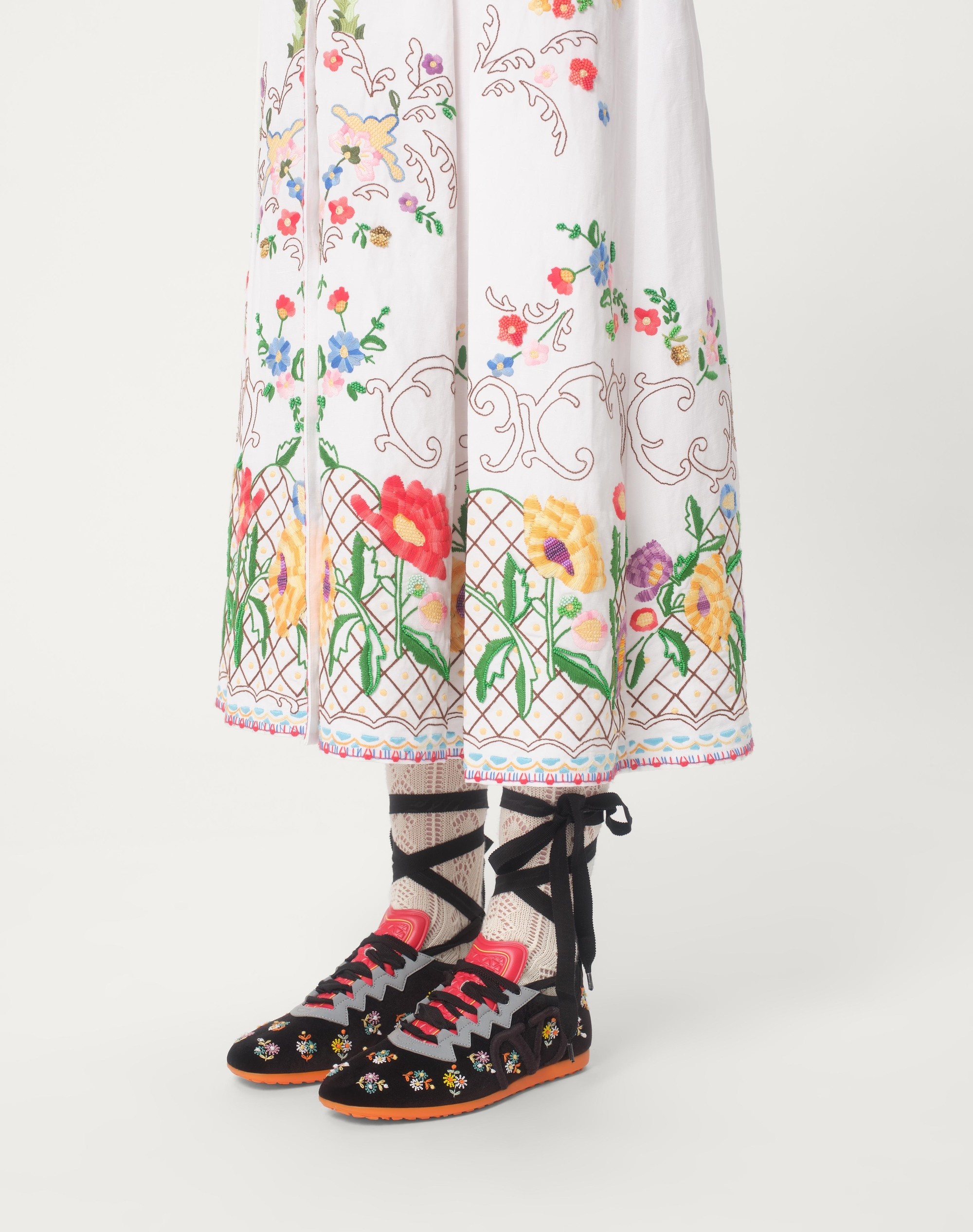 CHROMATHON VELVET SNEAKER WITH FLORAL EMBROIDERY - 2