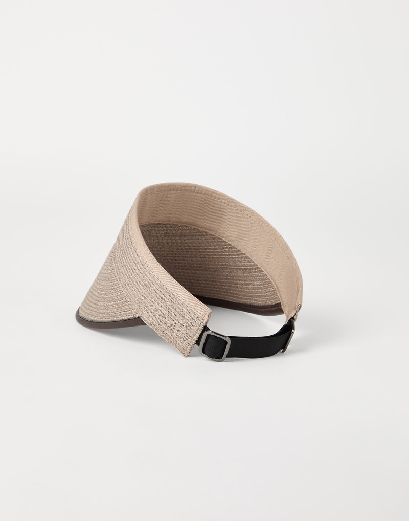 Brunello Cucinelli Techno hemp and cotton visor with shiny leather trim outlook