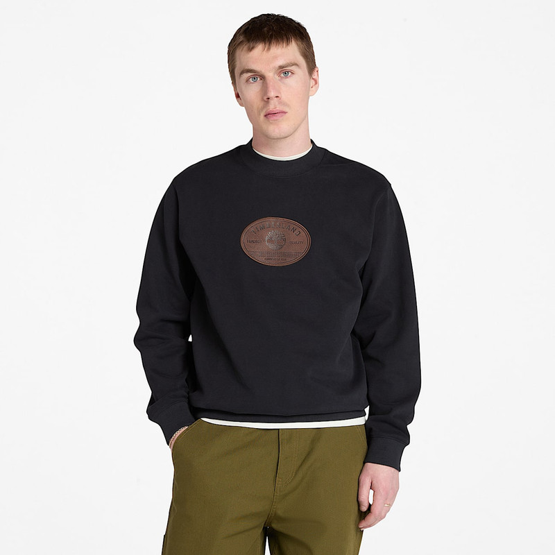 Timberland Men's Leather Badge Crewneck Sweatshirt outlook