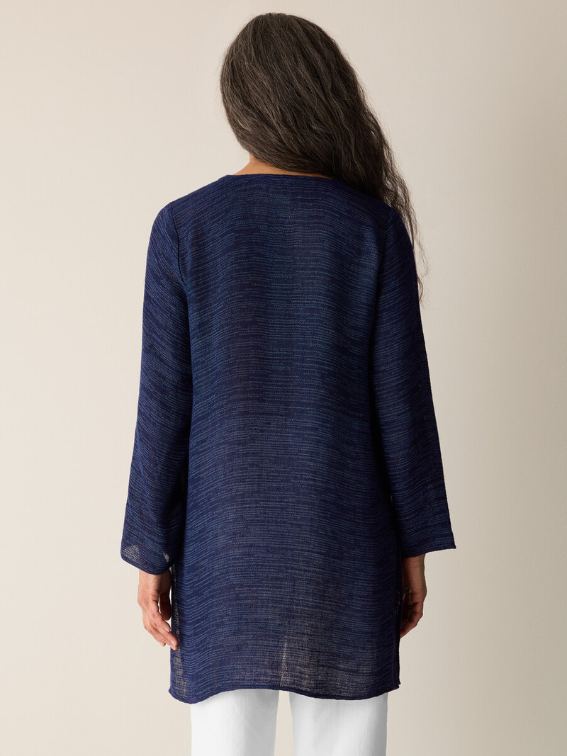 Linen Gauze Strata V-Neck Long Top 4