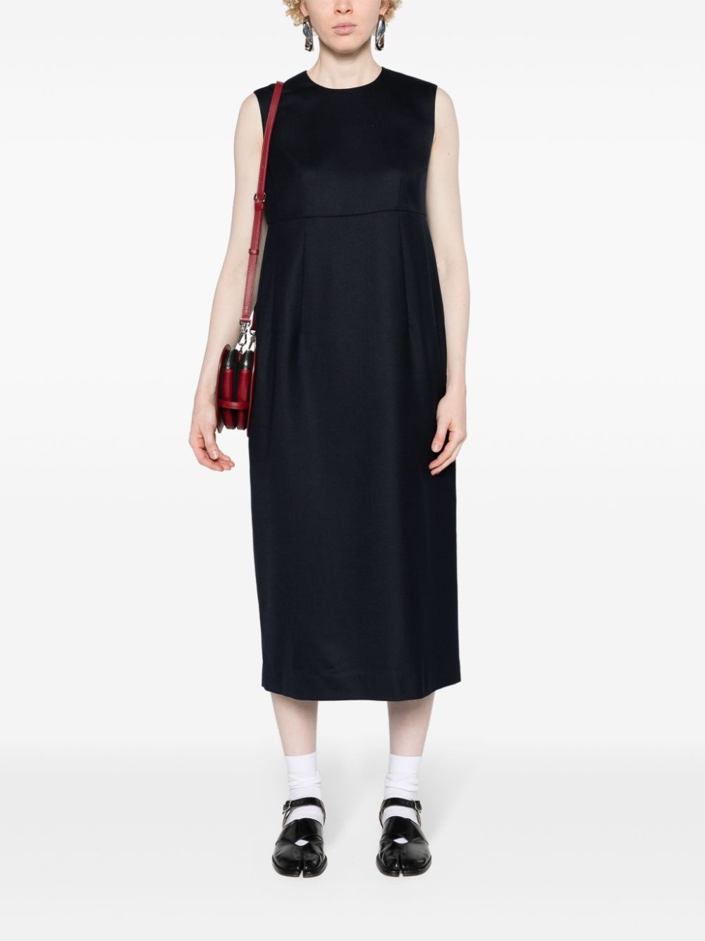 sleeveless wool-blend midi dress - 2