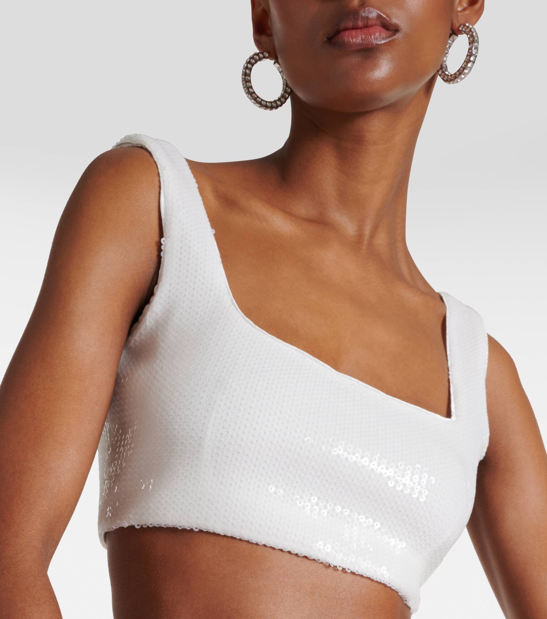 Bridal Beating Heart sequined crop top - 4