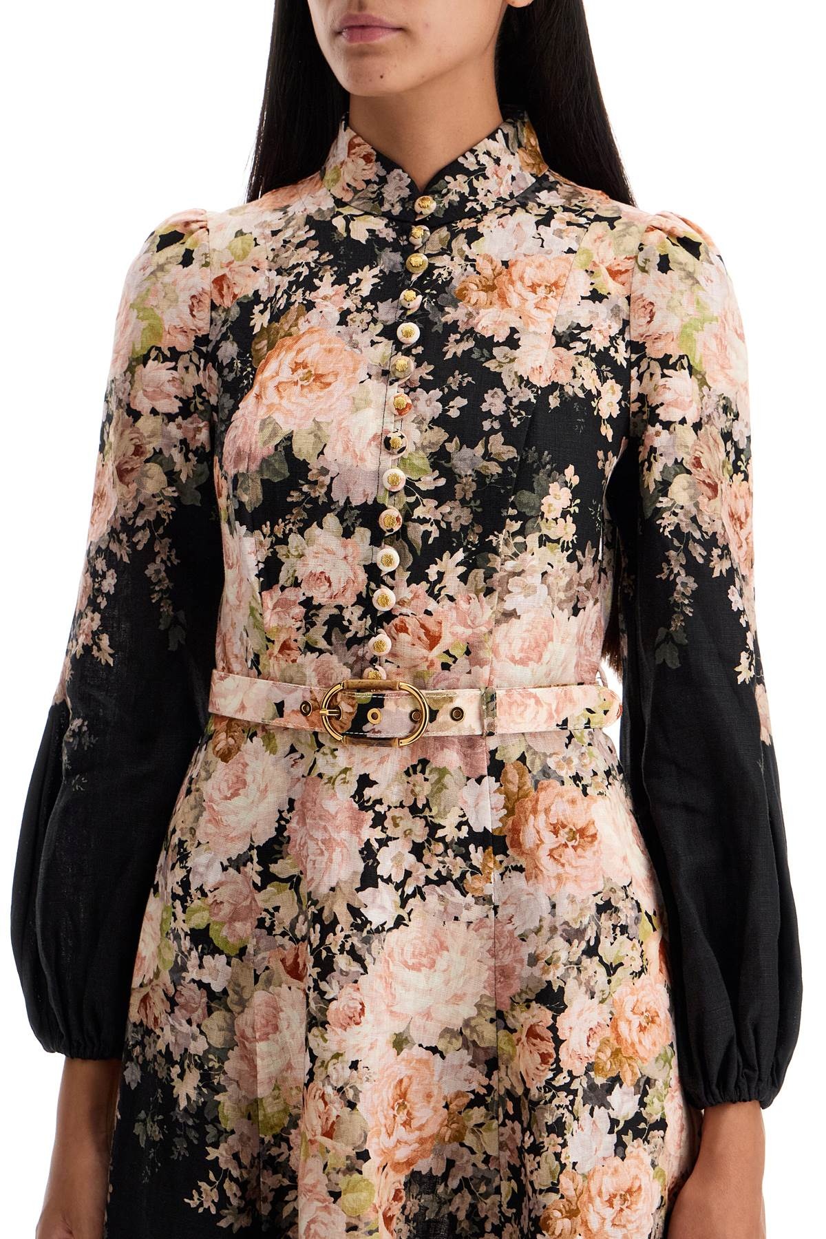 Zimmermann 'FLORAL PRINT LINEN MIDI DRESS WITH | netdressed