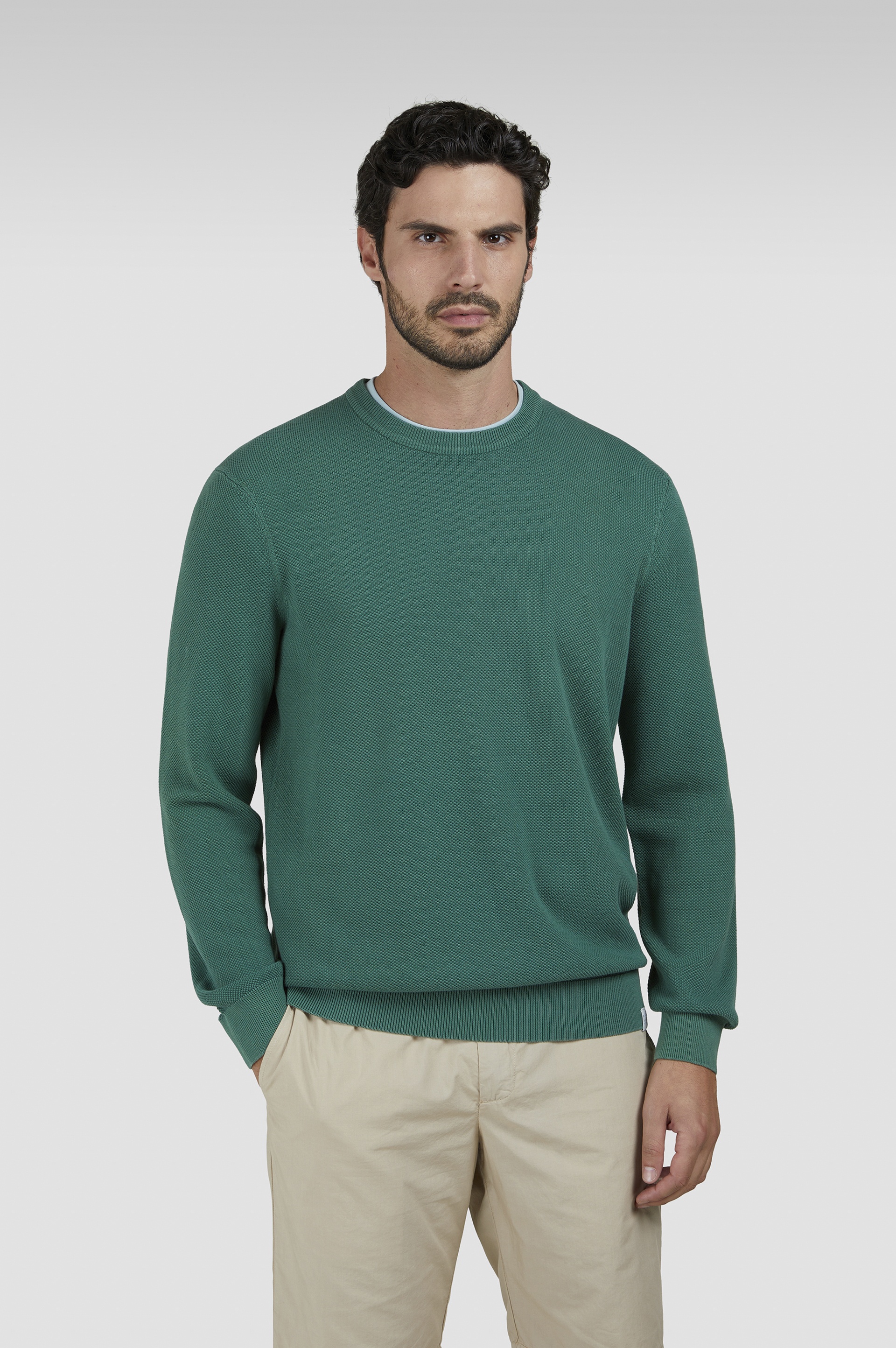 GARMENT-DYED COTTON CREWNECK SWEATER - 7