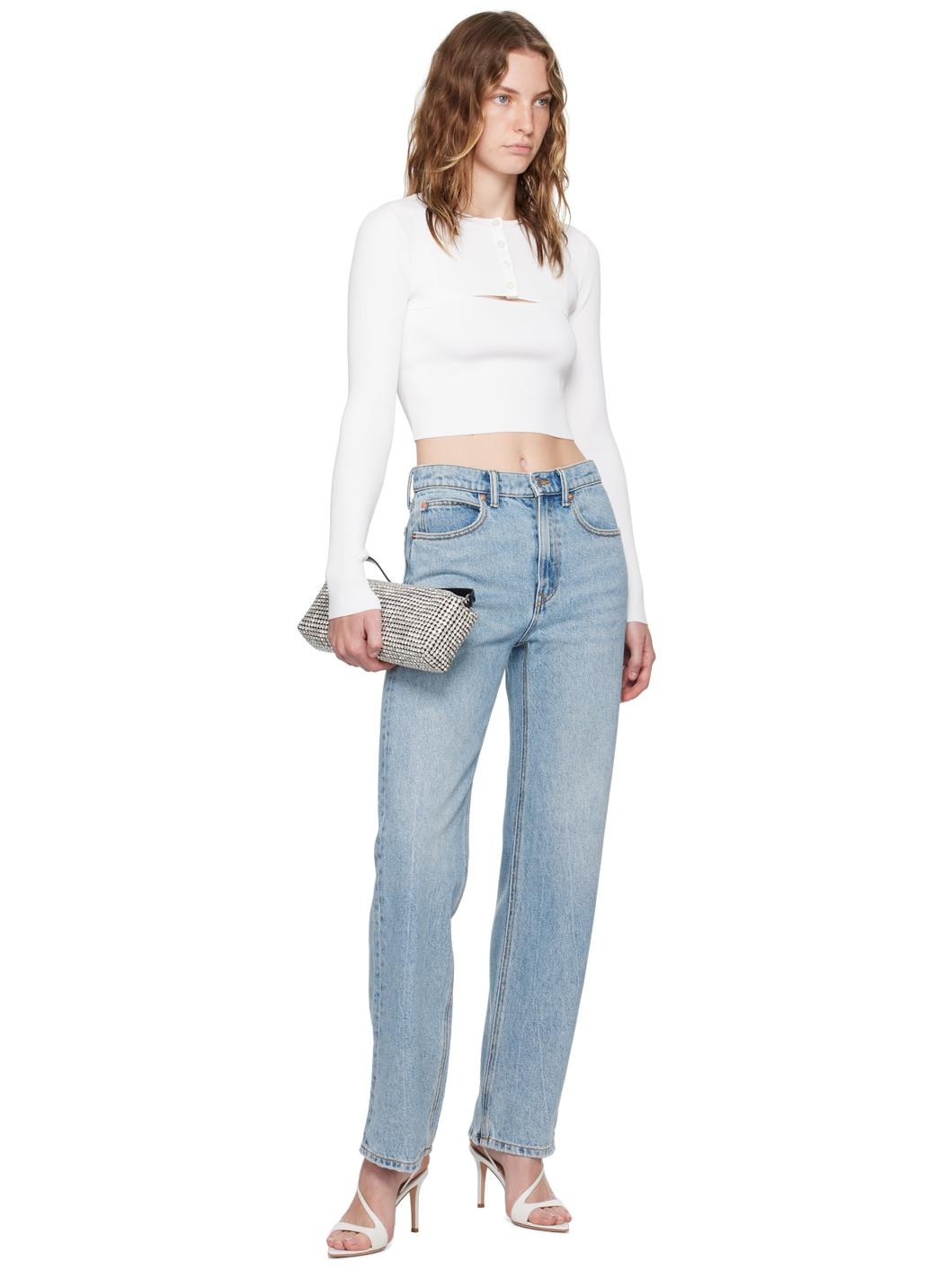 Blue EZ Mid-Rise Straight-Leg Jeans - 4