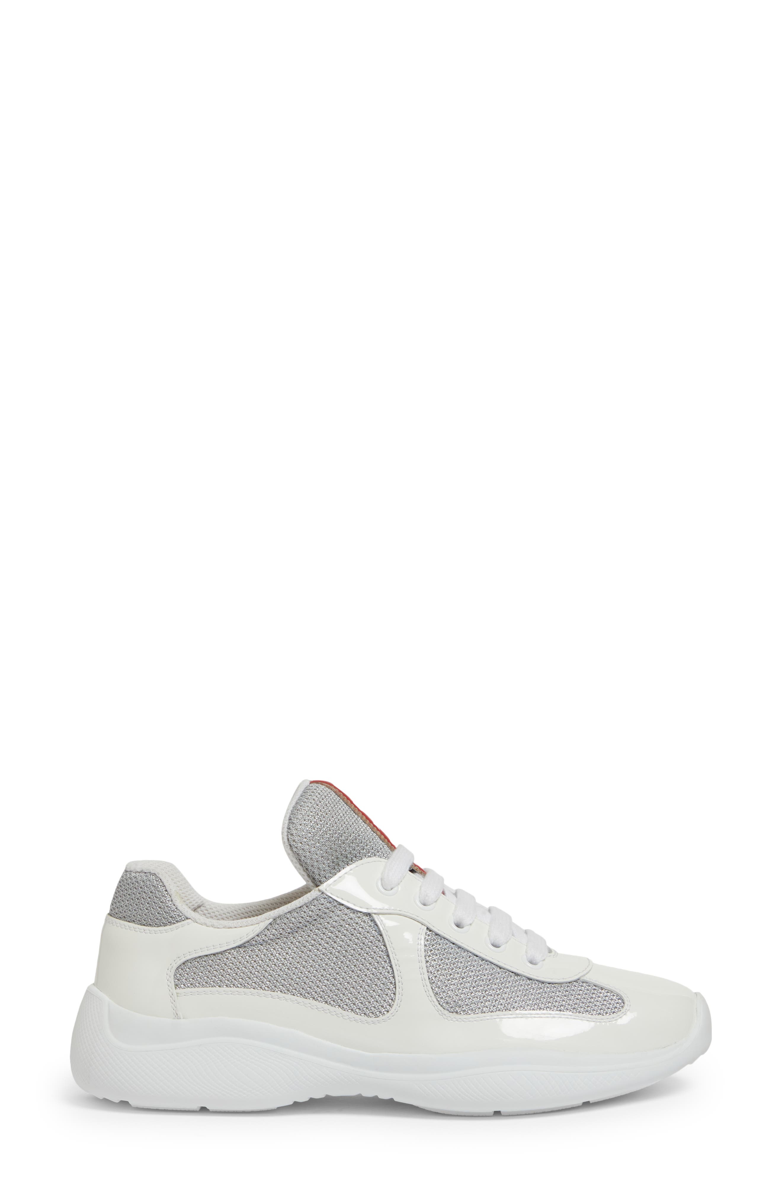 Prada America's Cup Sneaker in Bianco/Argento at Nordstrom - 3