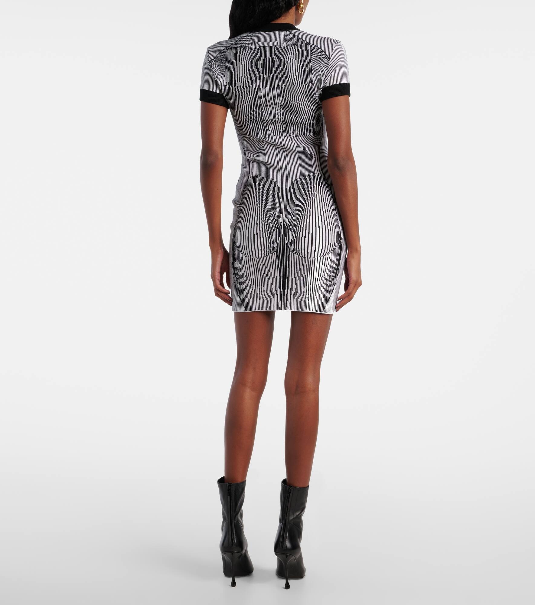Morphing Pinstripe jacquard jersey minidress - 3