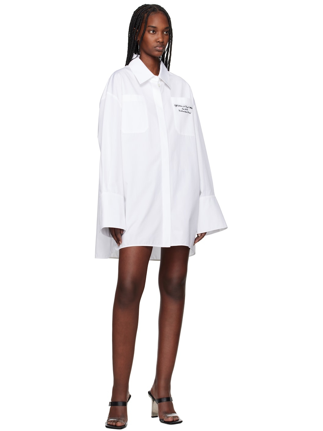 White Poplin Roxy Shirt Minidress - 4