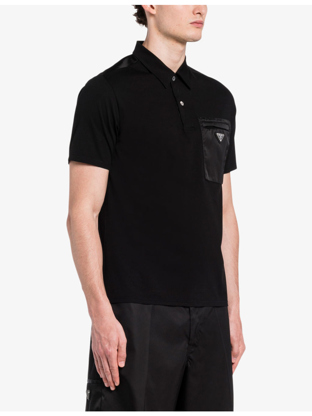 Brand-plaque nylon-pocket stretch-cotton polo shirt - 3