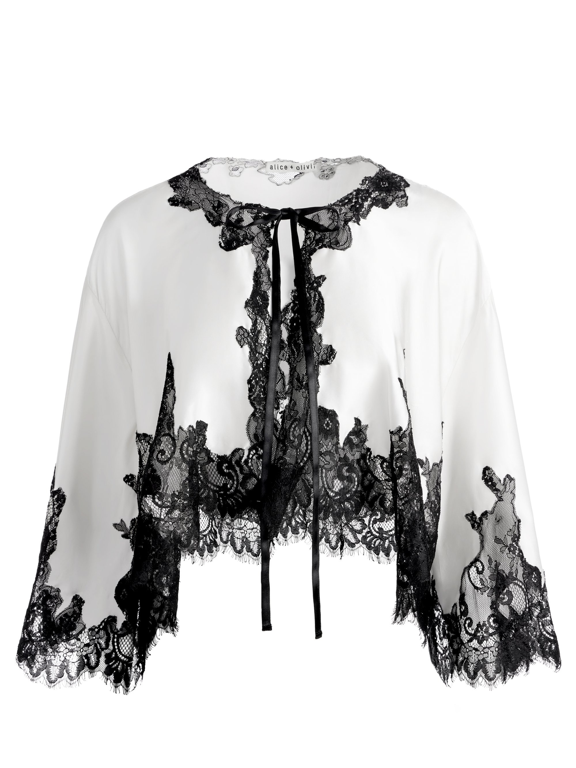 LOREE LACE TIE FRONT CROPPED JACKET - 1