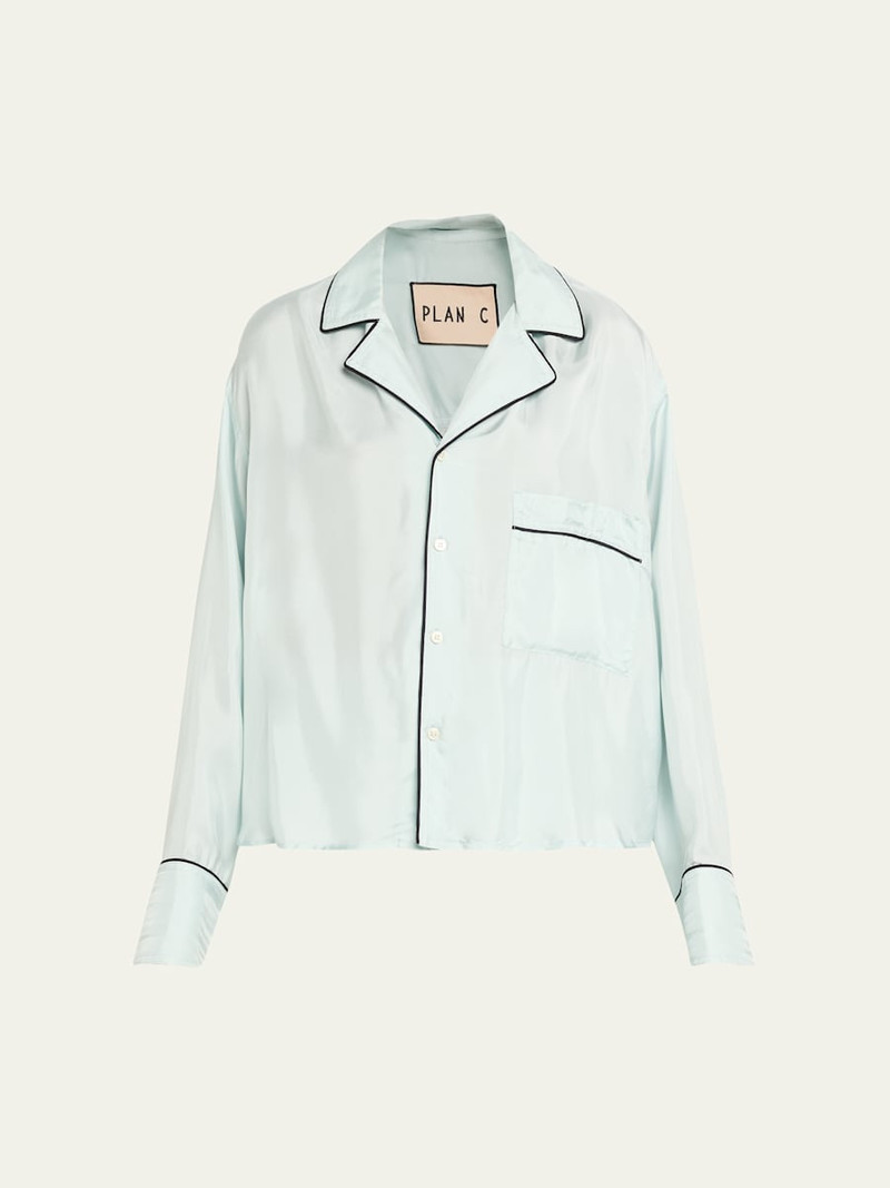 Long-Sleeve Cotton Twill Pajama Shirt 1