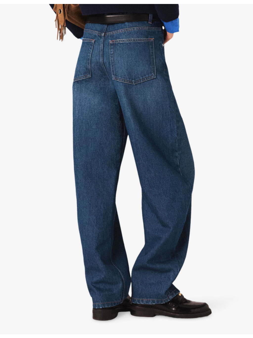 Balloon Wide-Leg Martingale Denim Jeans - 4