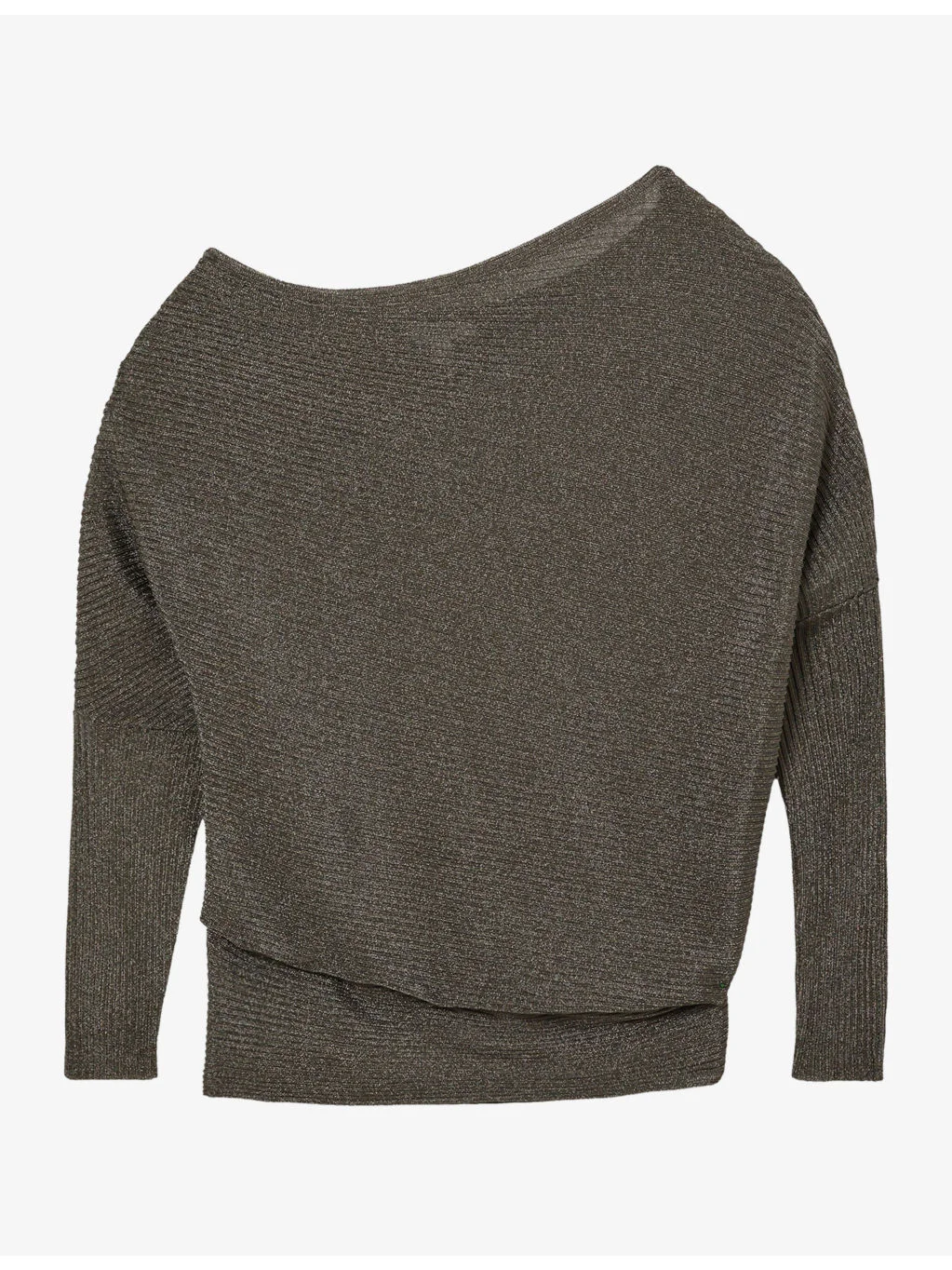 Logan Drape-Neck Metallic-Knit Jumper - 1