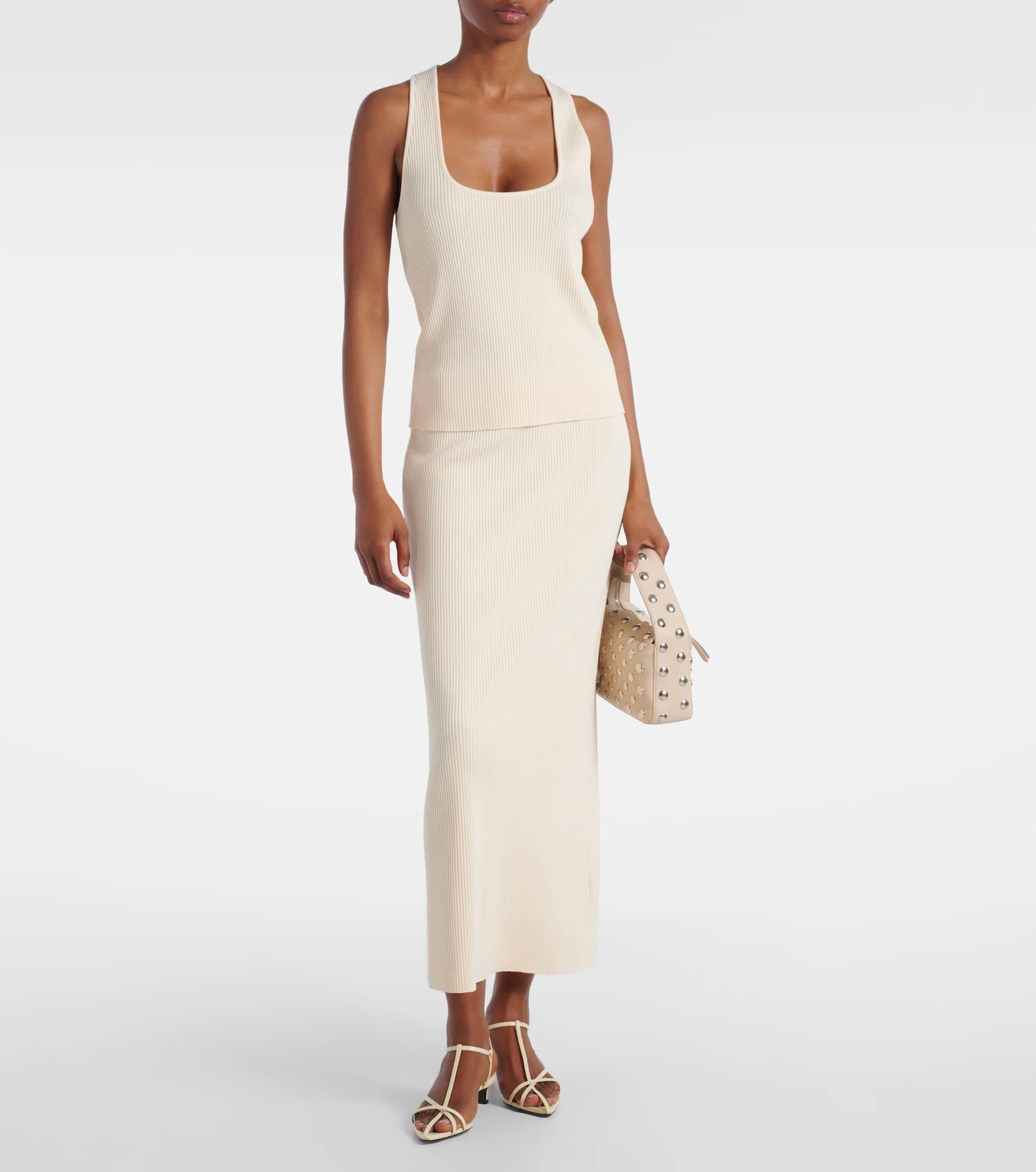 Ribbed-knit cotton-blend midi skirt - 2