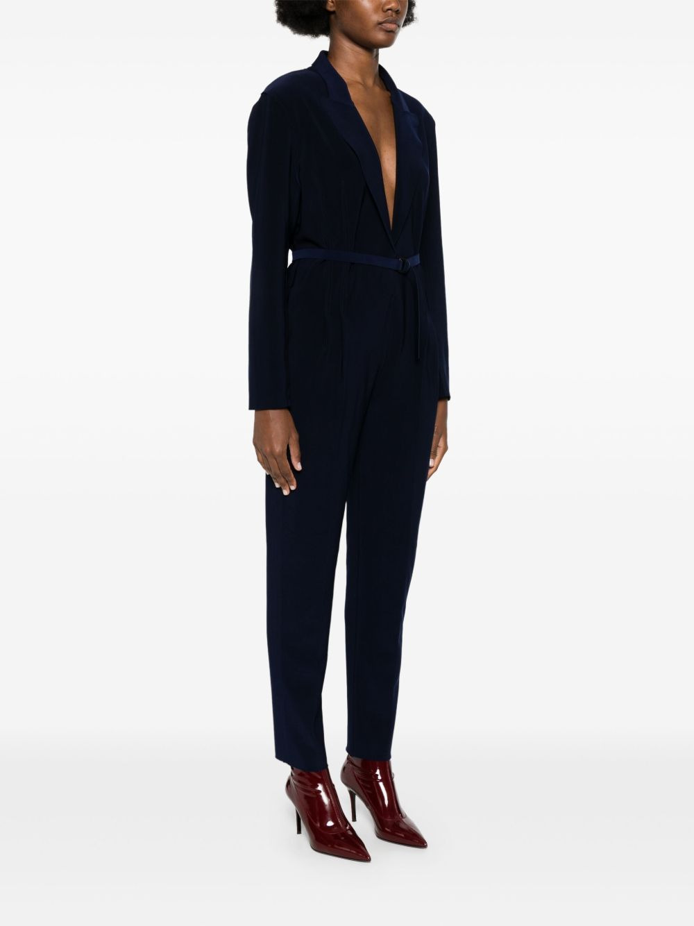 long-sleeved belted jumpsuit - 3