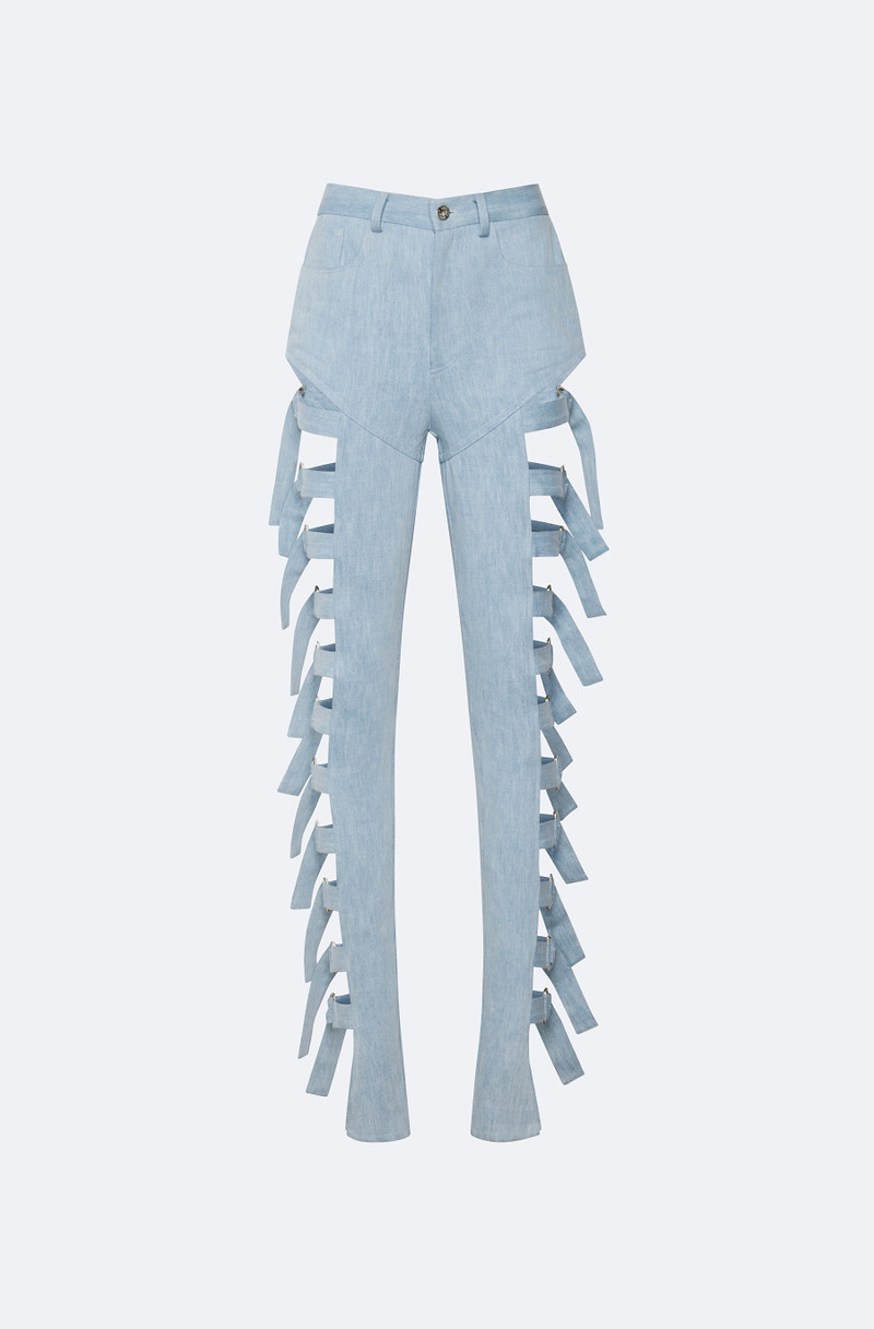 Washed Denim Side Buckle Pant 1