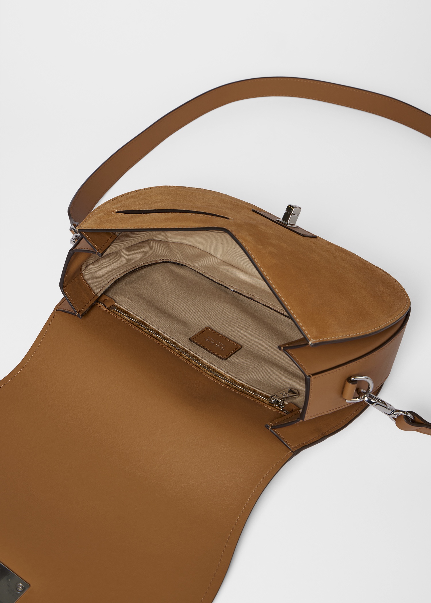 Women's Tan Suede Cross Body Satchel Bag - 8