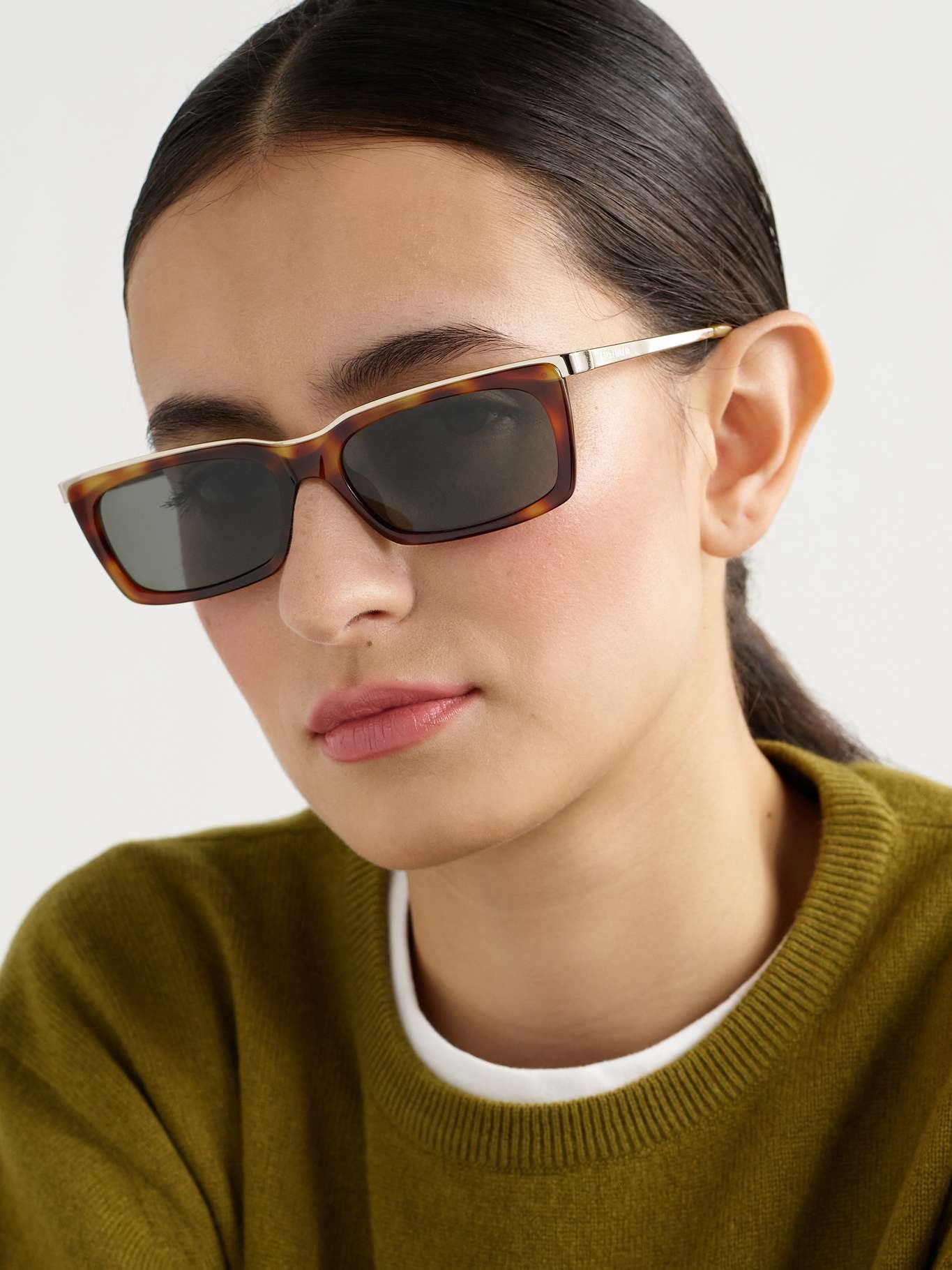 Rectangle-frame tortoiseshell acetate and gold-tone sunglasses Tortoiseshell - 2