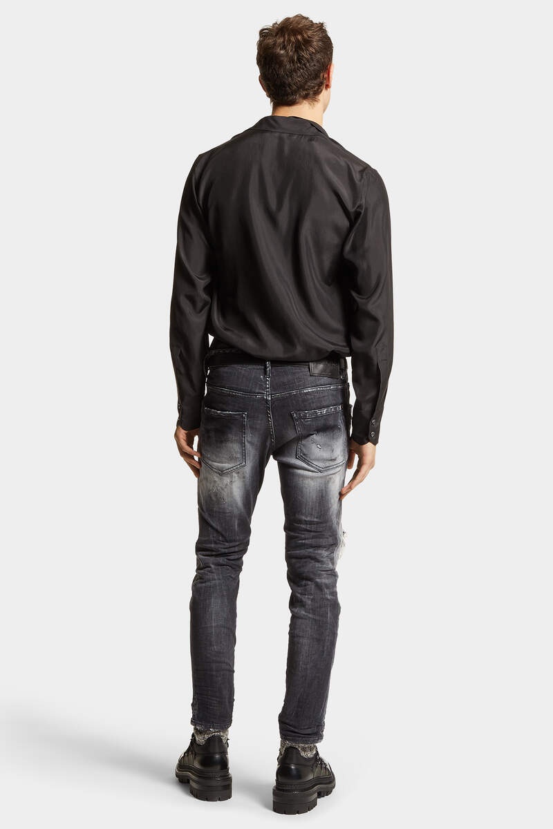 DSQUARED2 BLACK JET SET WASH SKATER JEANS | REVERSIBLE