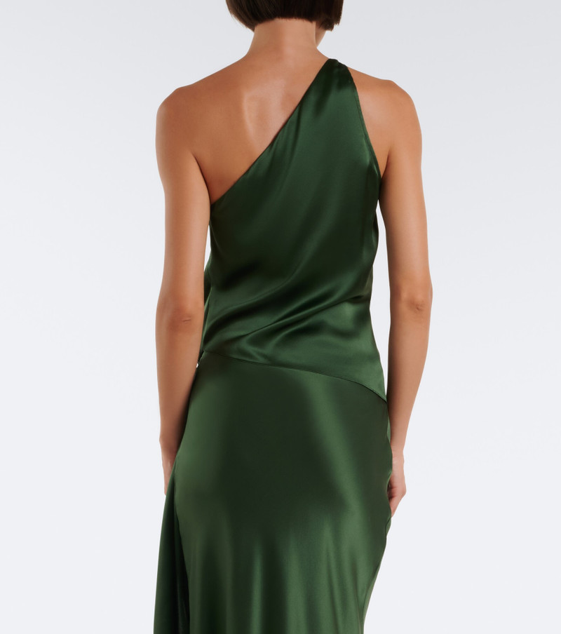 Draped one-shoulder silk satin top 5