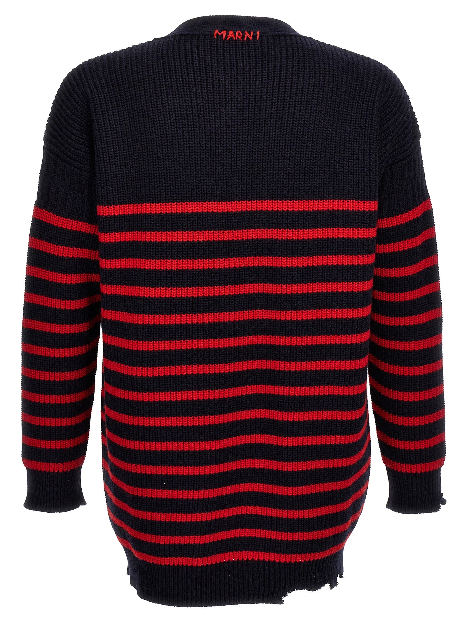 Marni Men Destroyed Effect Striped Cardigan - 2
