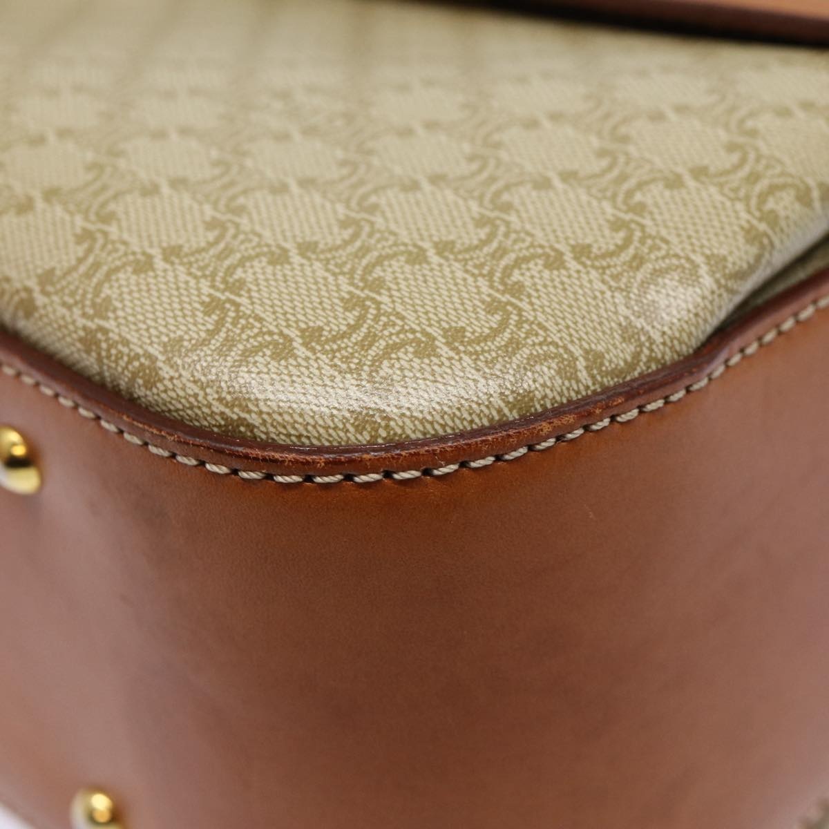 CELINE Macadam Canvas Hand Bag Beige Gold - 10