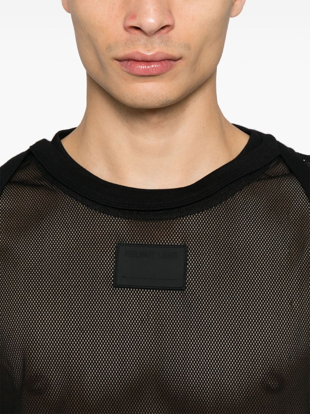 logo-patch mesh T-shirt - 4