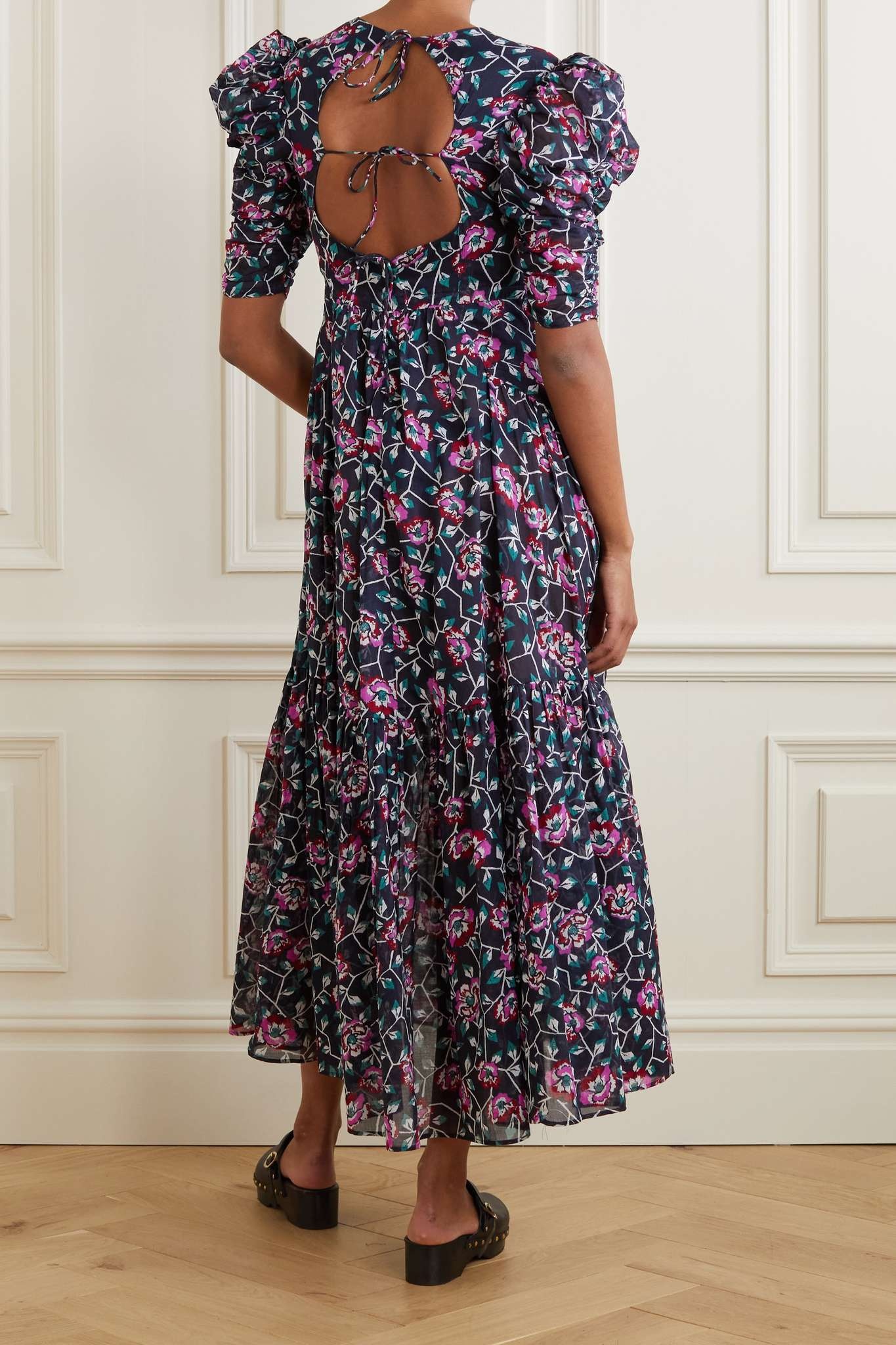 Sichelle open-back floral-print cotton midi dress - 3