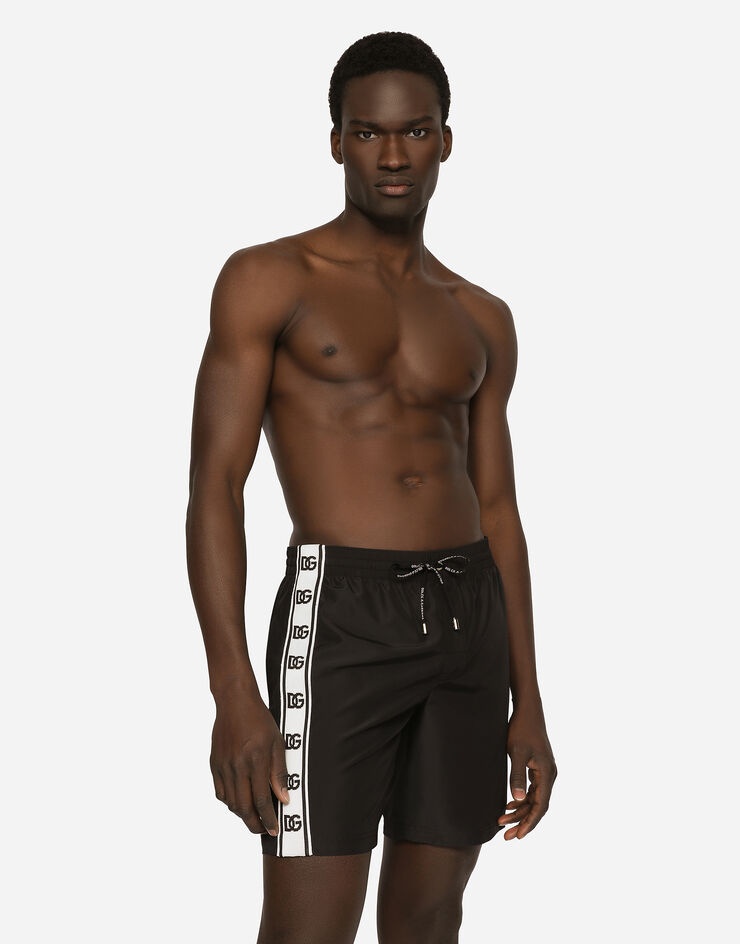 Mid-length swim trunks with DG logo band - 4
