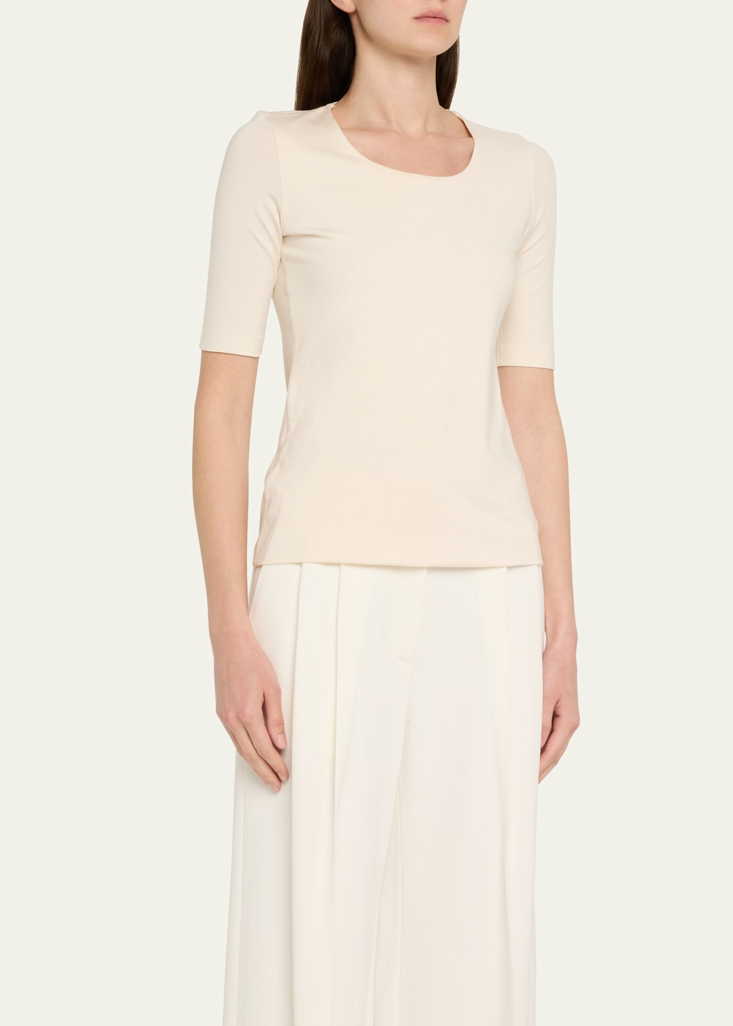 Scoop-Neck Silk Jersey T-Shirt - 4