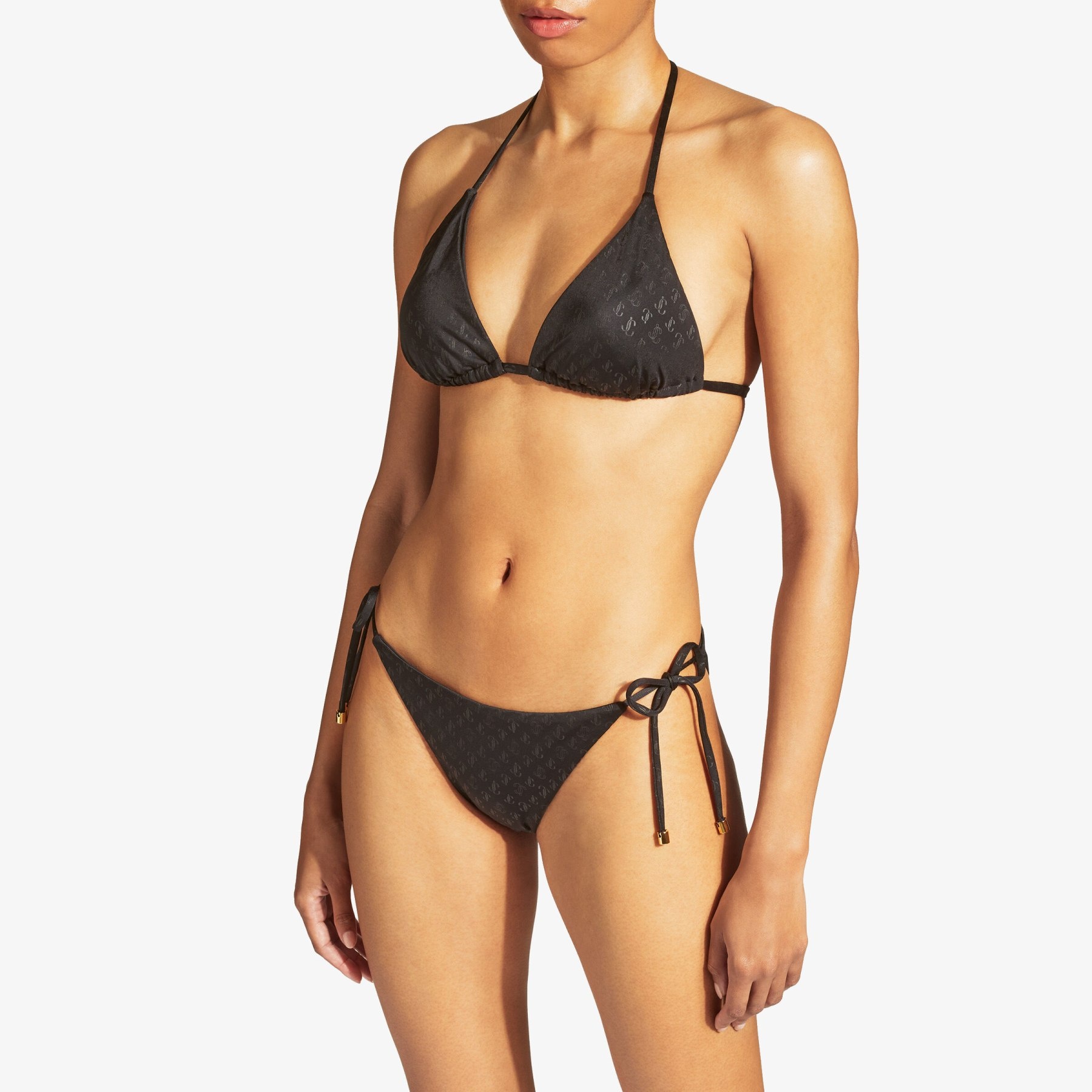 Aubrie
Black JC Monogram-Print Regenerated Nylon and Lycra Triangle Bikini Brief - 2