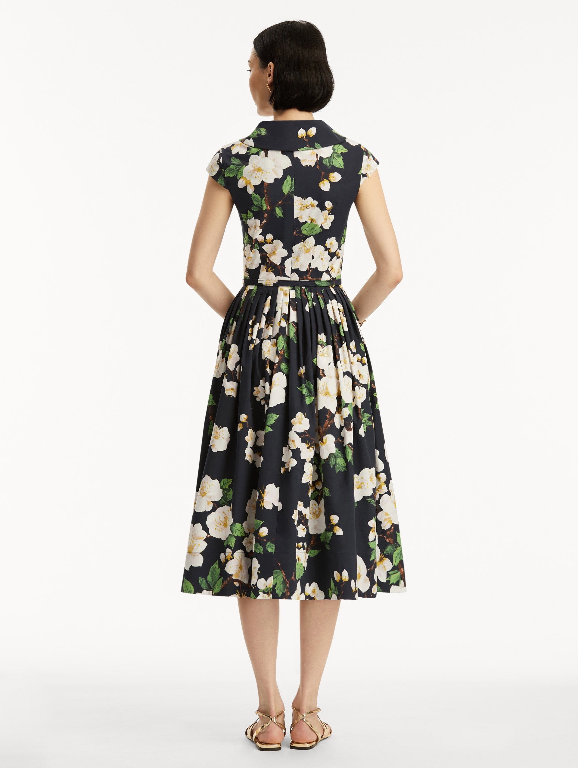 CHERRY BLOSSOM COTTON POPLIN PLEATED DRESS - 3