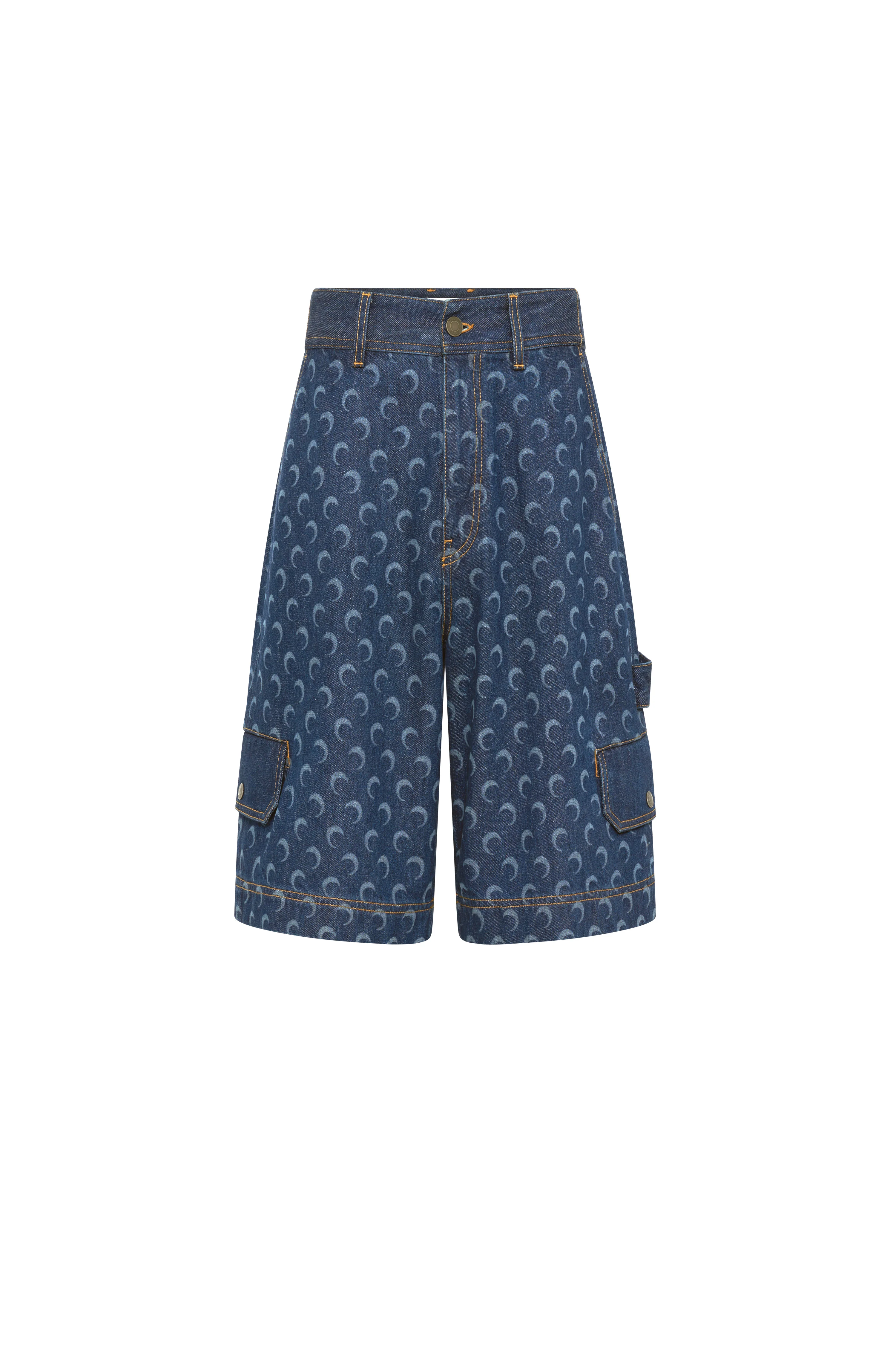Midnight blue denim bermuda with pockets - 1