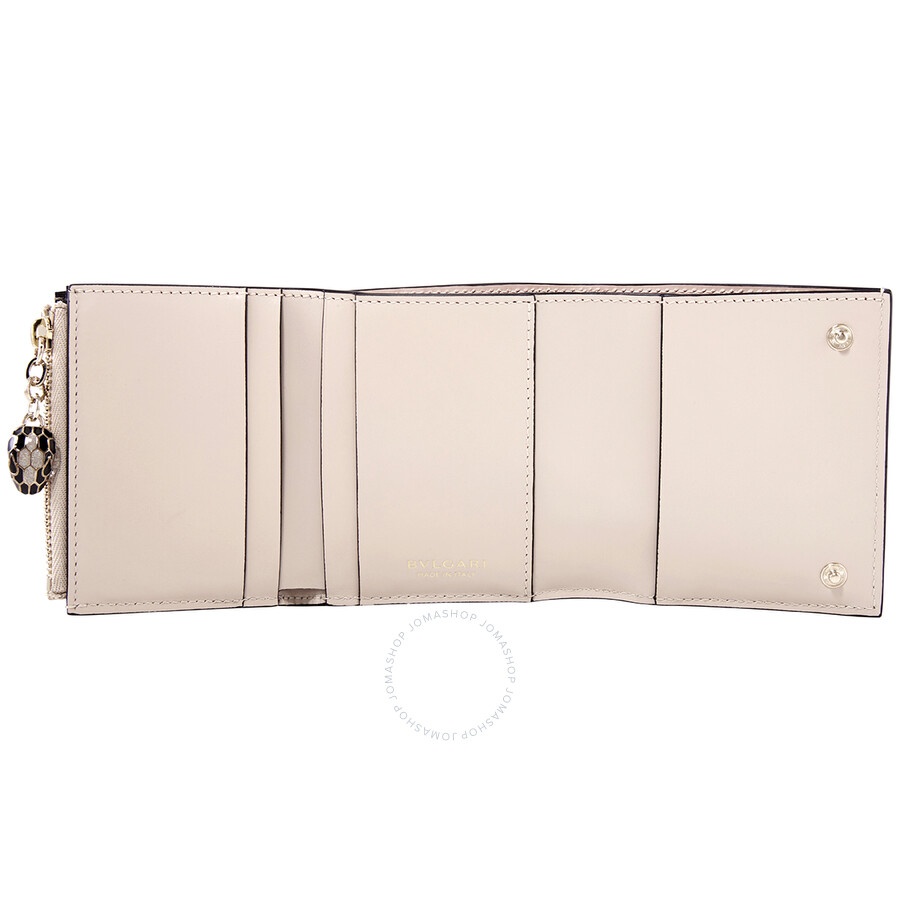 Bvlgari Serpenti Forever Compact Leather Wallet- Beige - 6