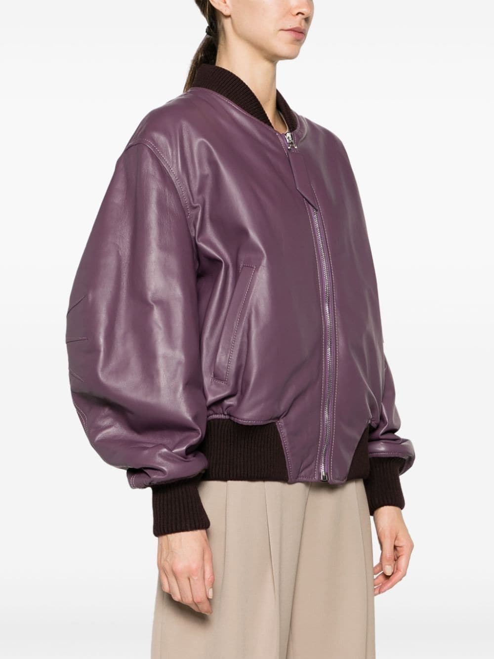 Anja padded leather bomber jacket - 3