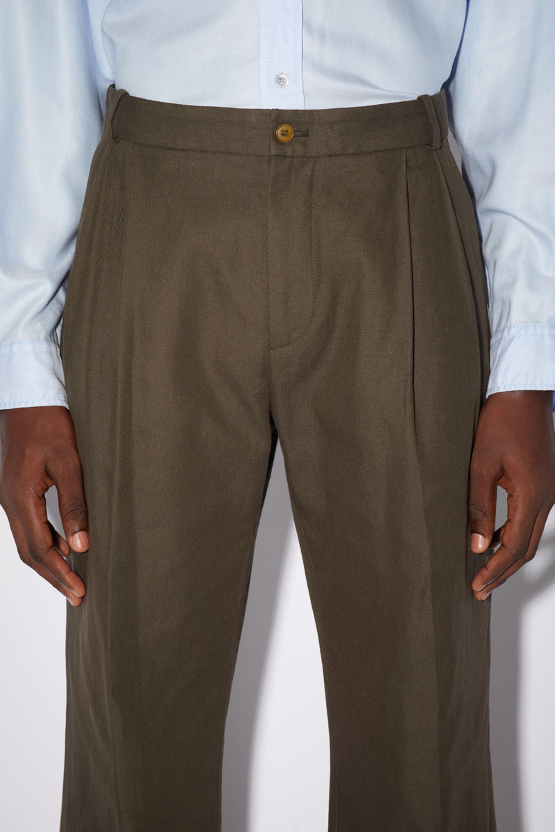 Linen blend trousers - Dark Olive 6