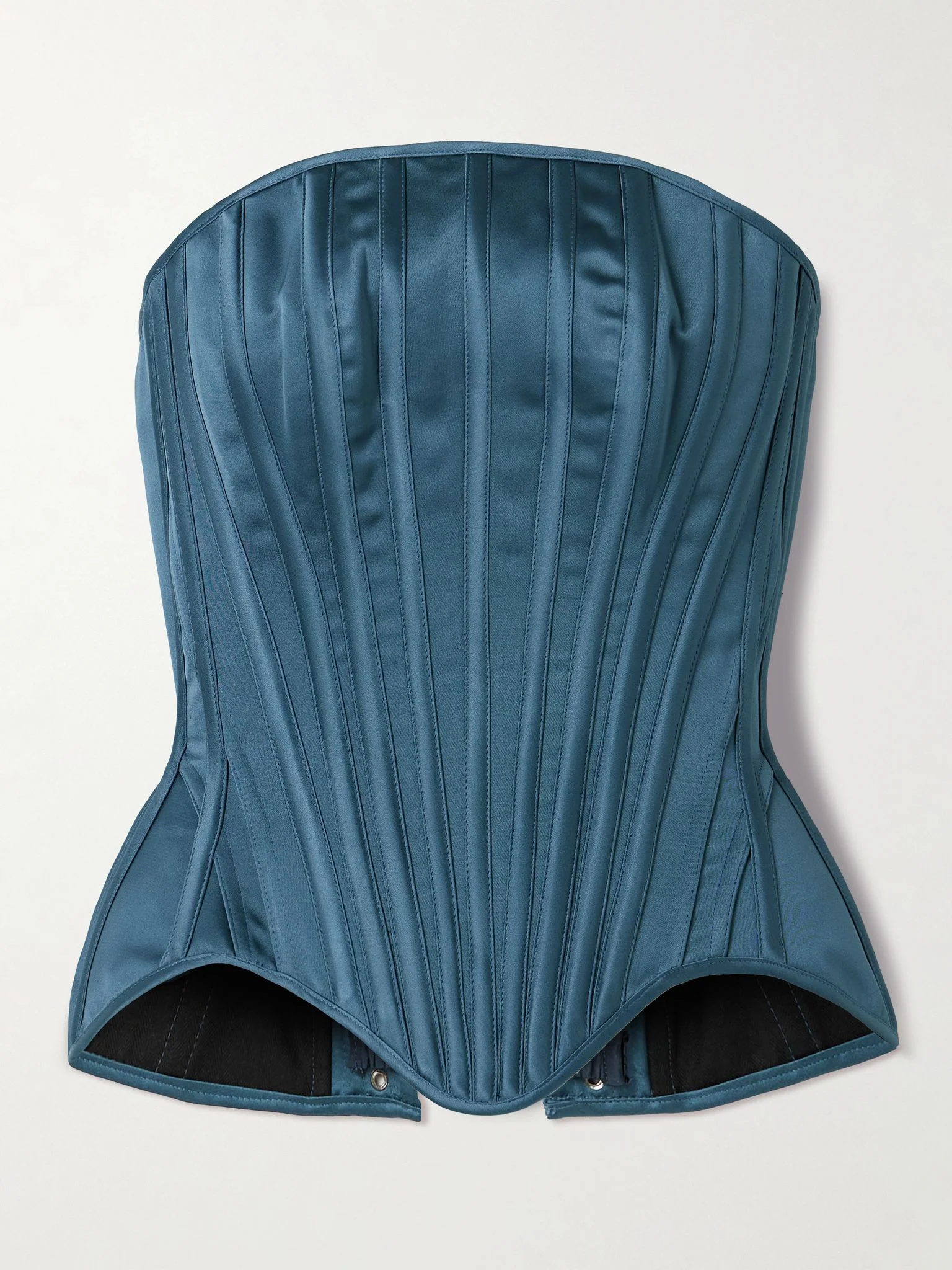 Julie strapless recycled duchesse-satin bustier top Navy - 1