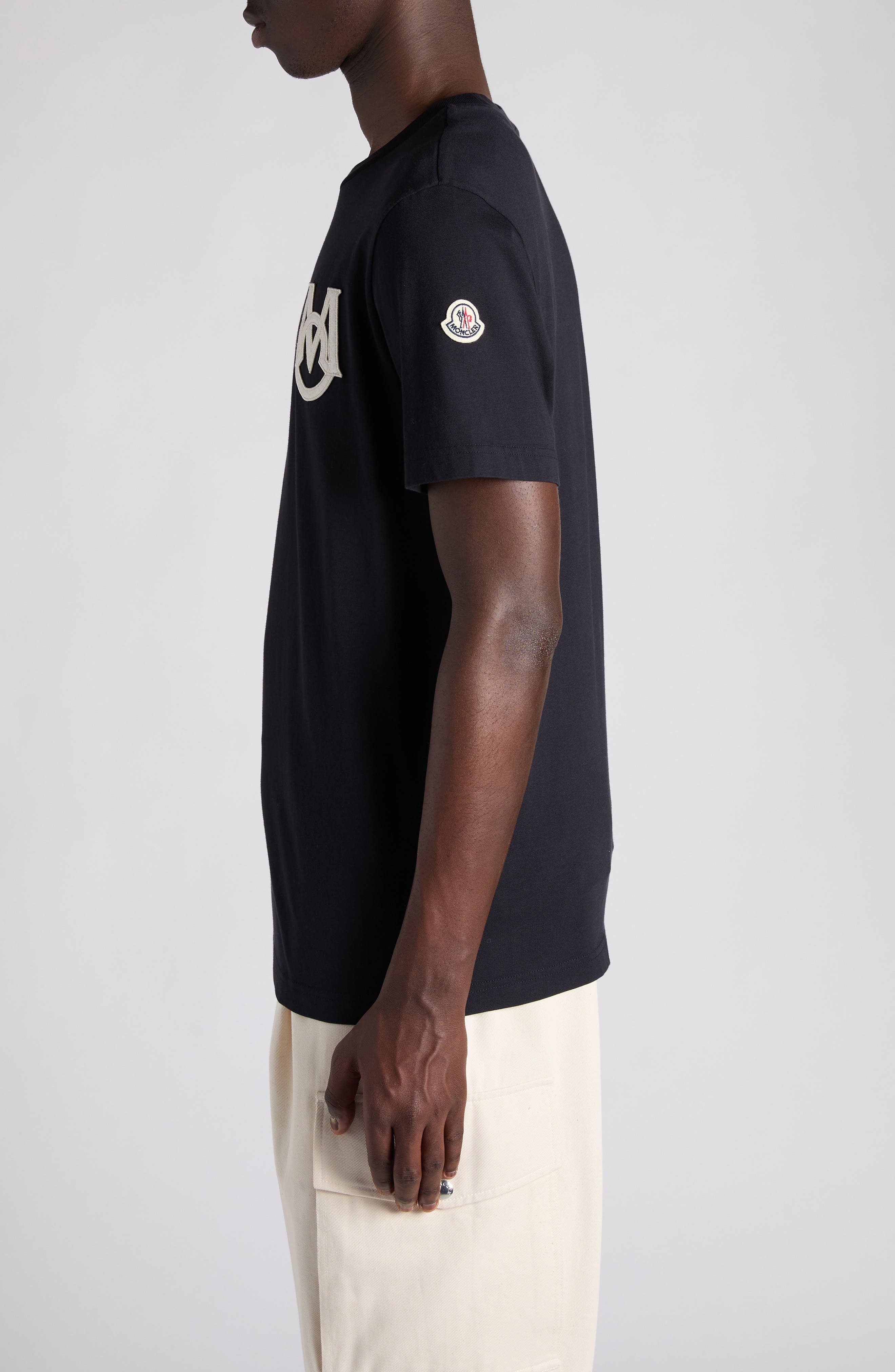 Moncler Monogram Logo Cotton T-Shirt in Navy at Nordstrom - 4