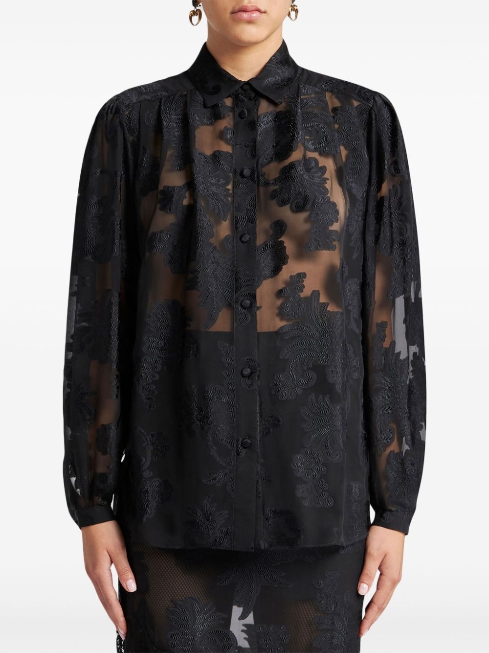 fil-coupé effect chiffon shirt - 3